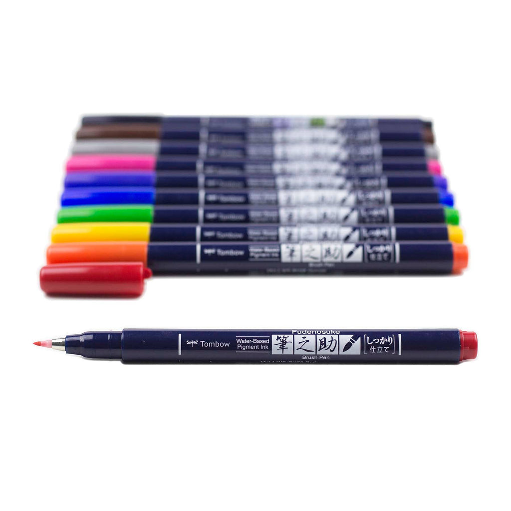 Tombow Fudenosuke Calligraphy Brush Pens (10-Pack)