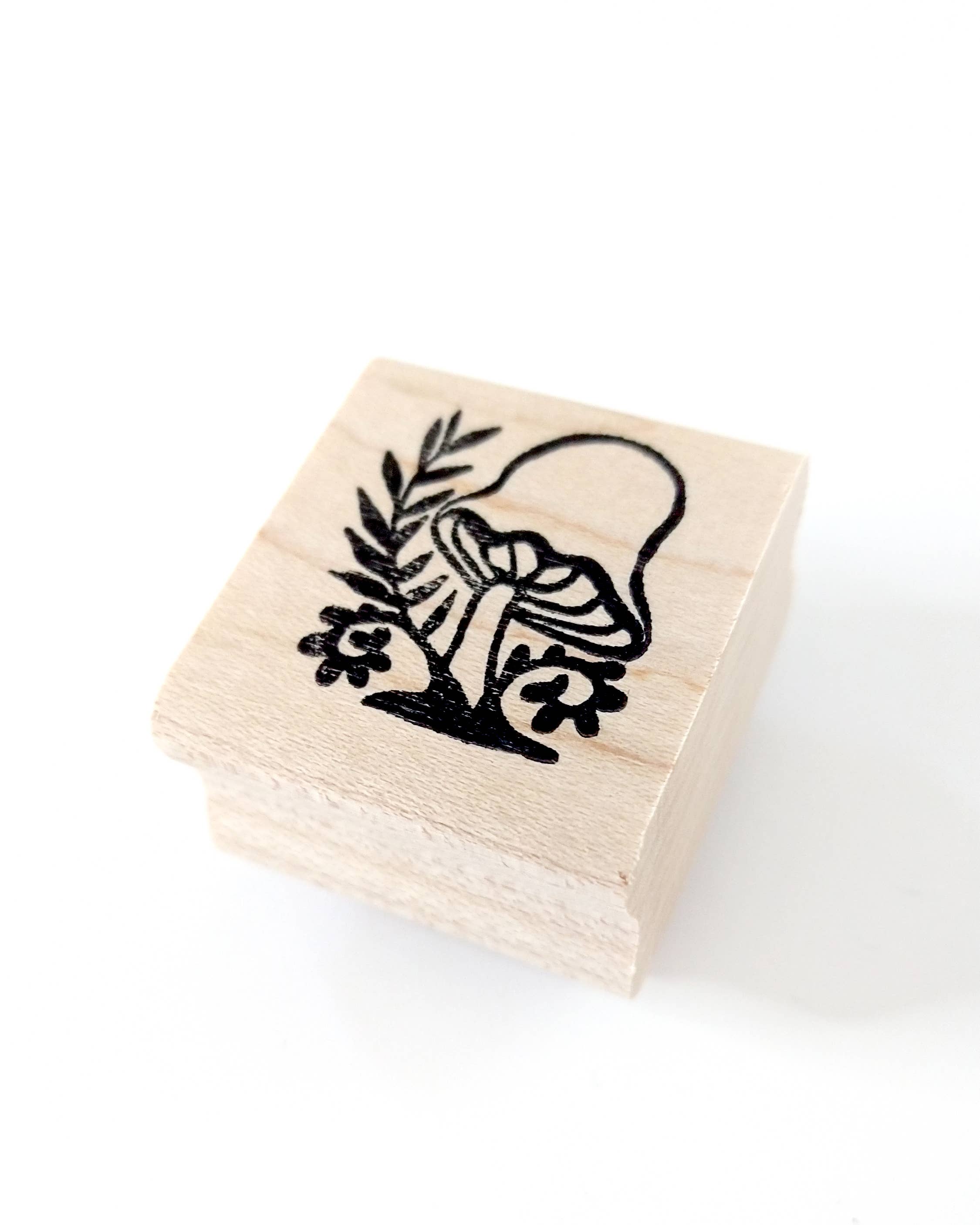 Mushroom and Fern Rubber Stamp