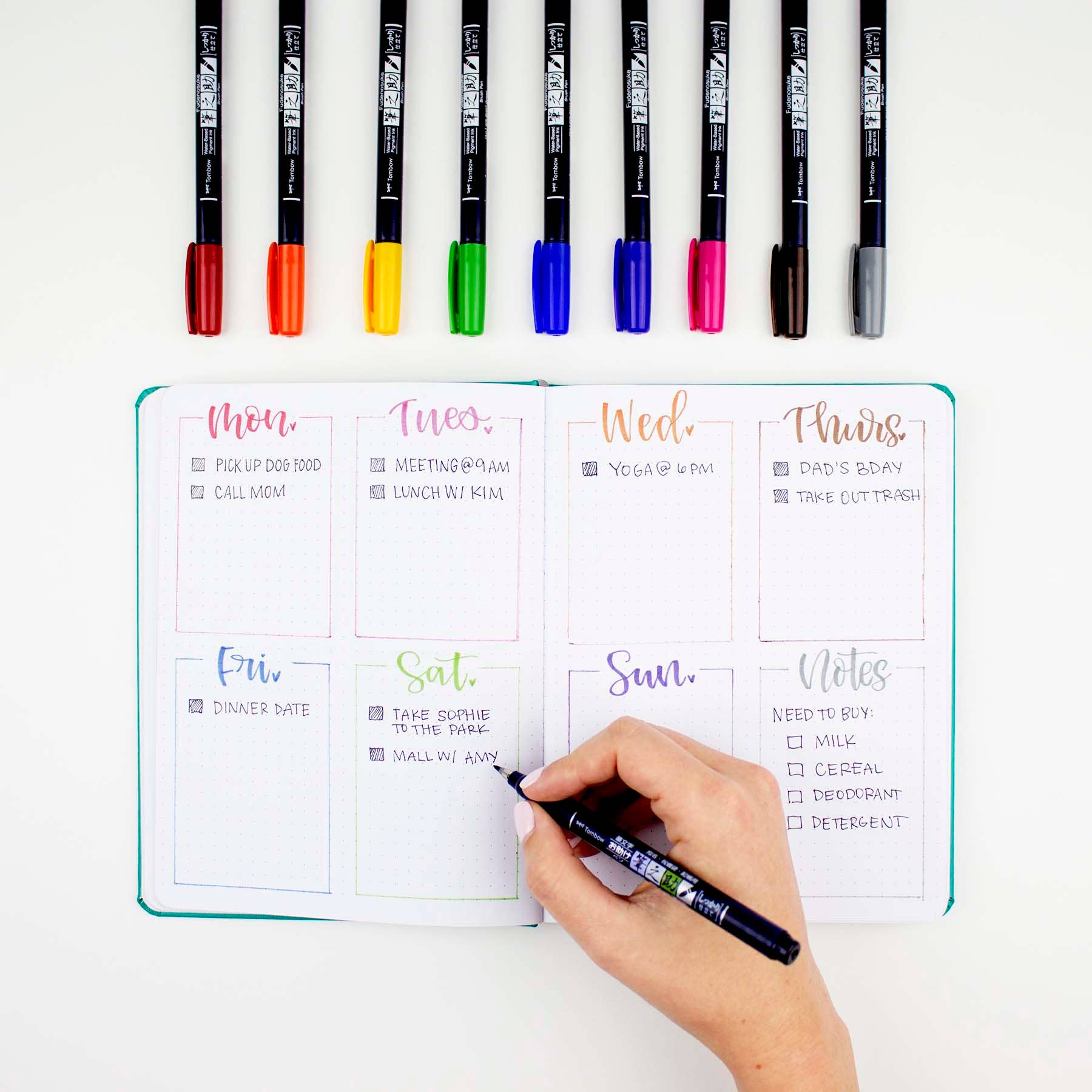 Tombow Fudenosuke Calligraphy Brush Pens (10-Pack)