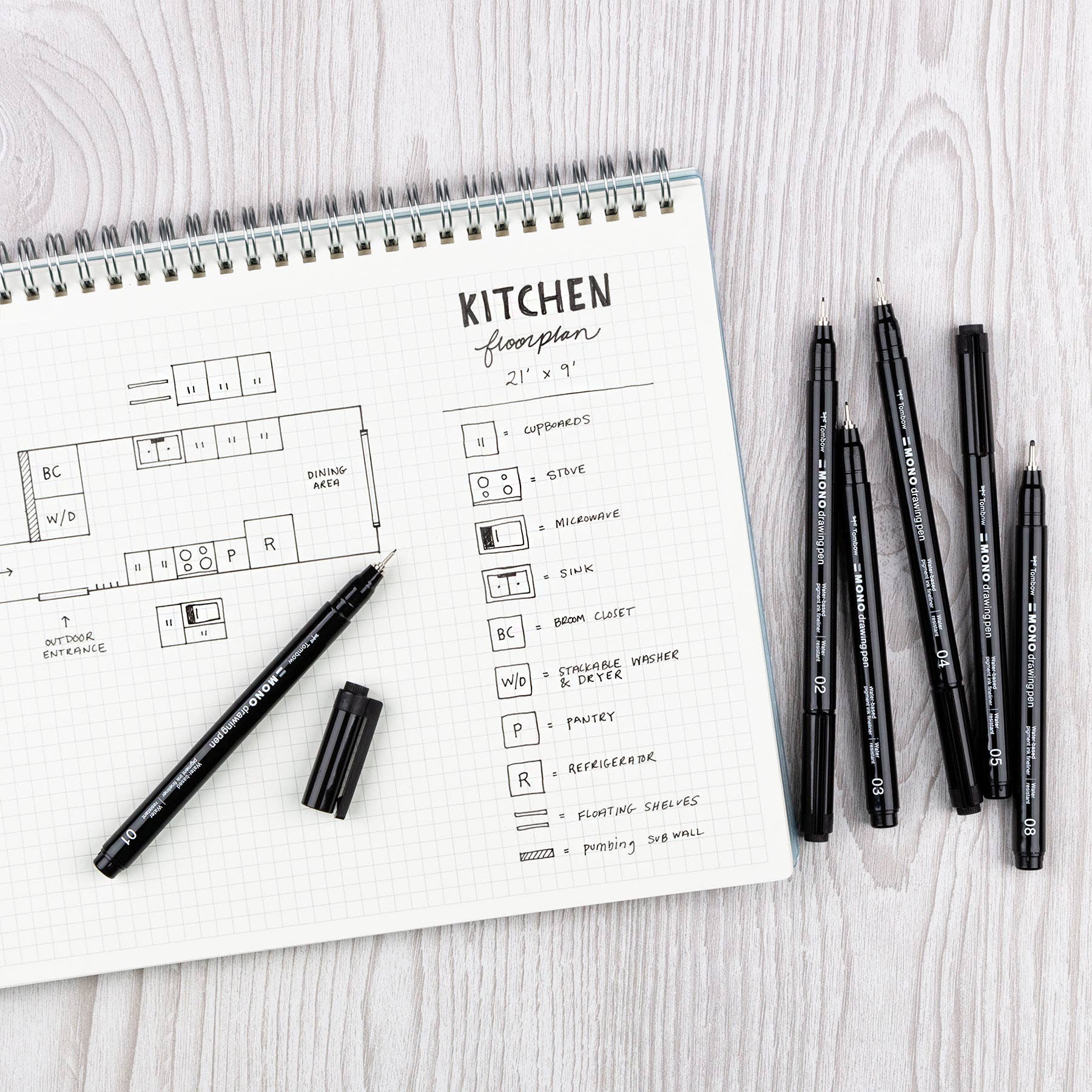 Tombow MONO Drawing Pens - 6-Pack
