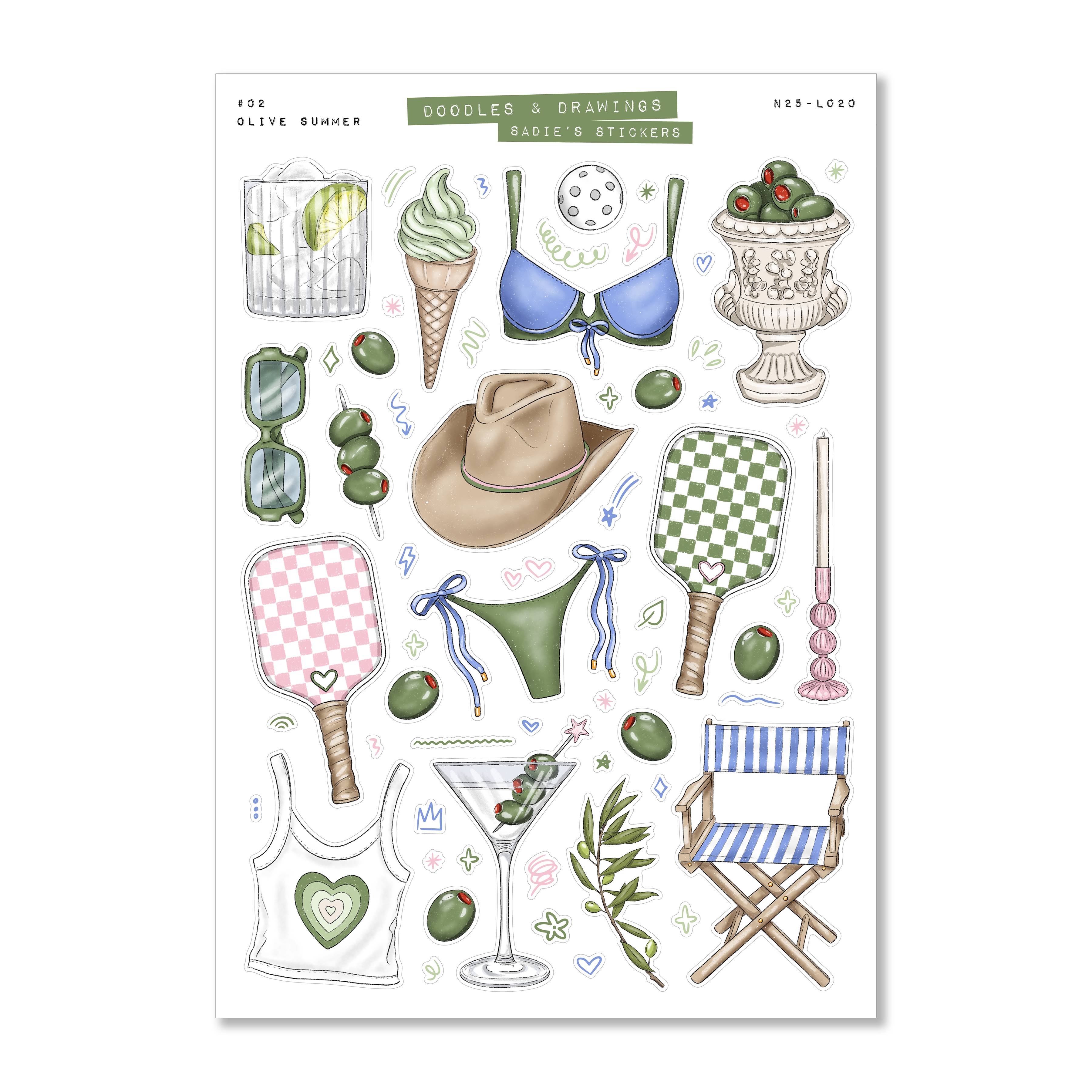 Olive Summer • Doodles & Drawings Deco Sticker Sheet