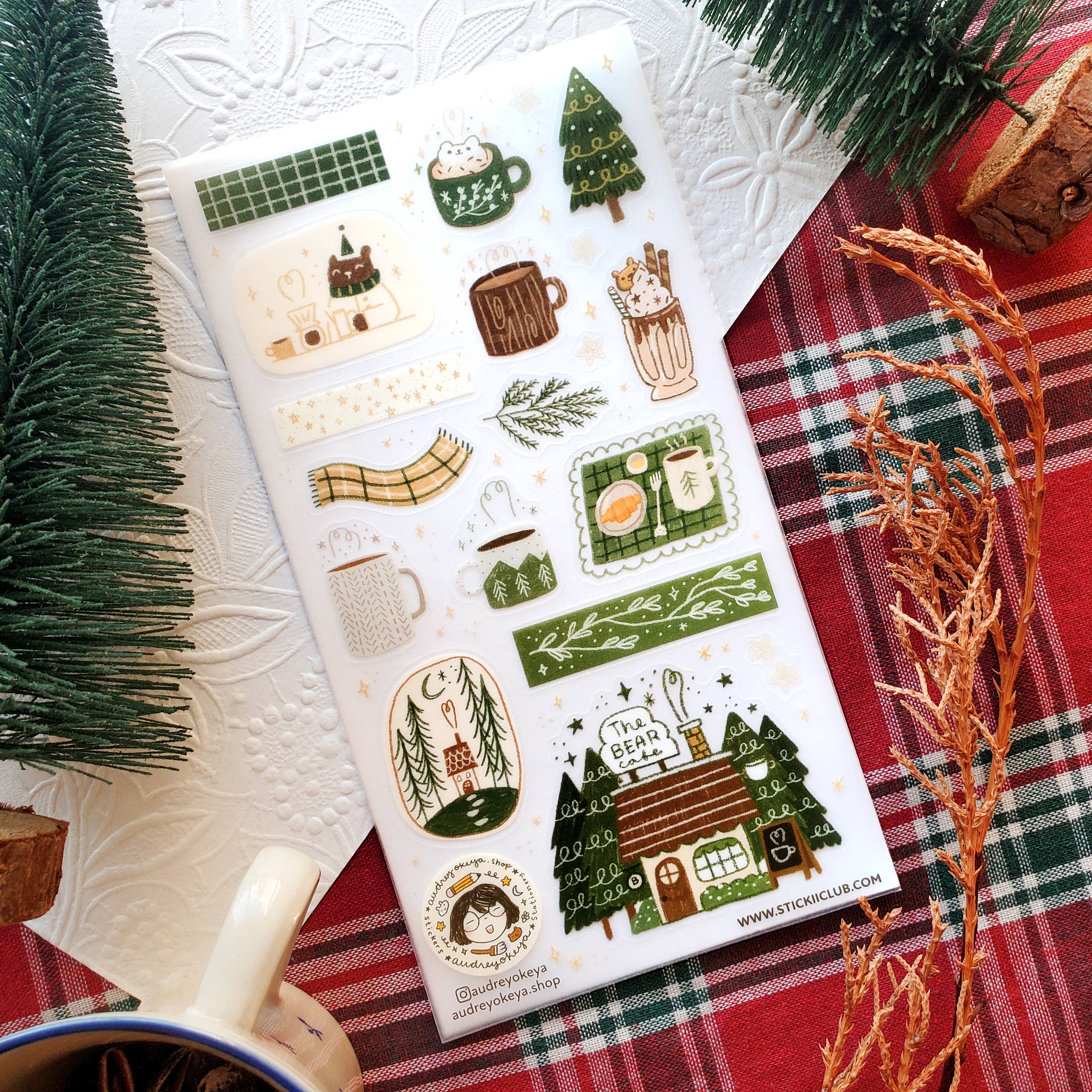 Winter Bear Cafe Sticker Sheet