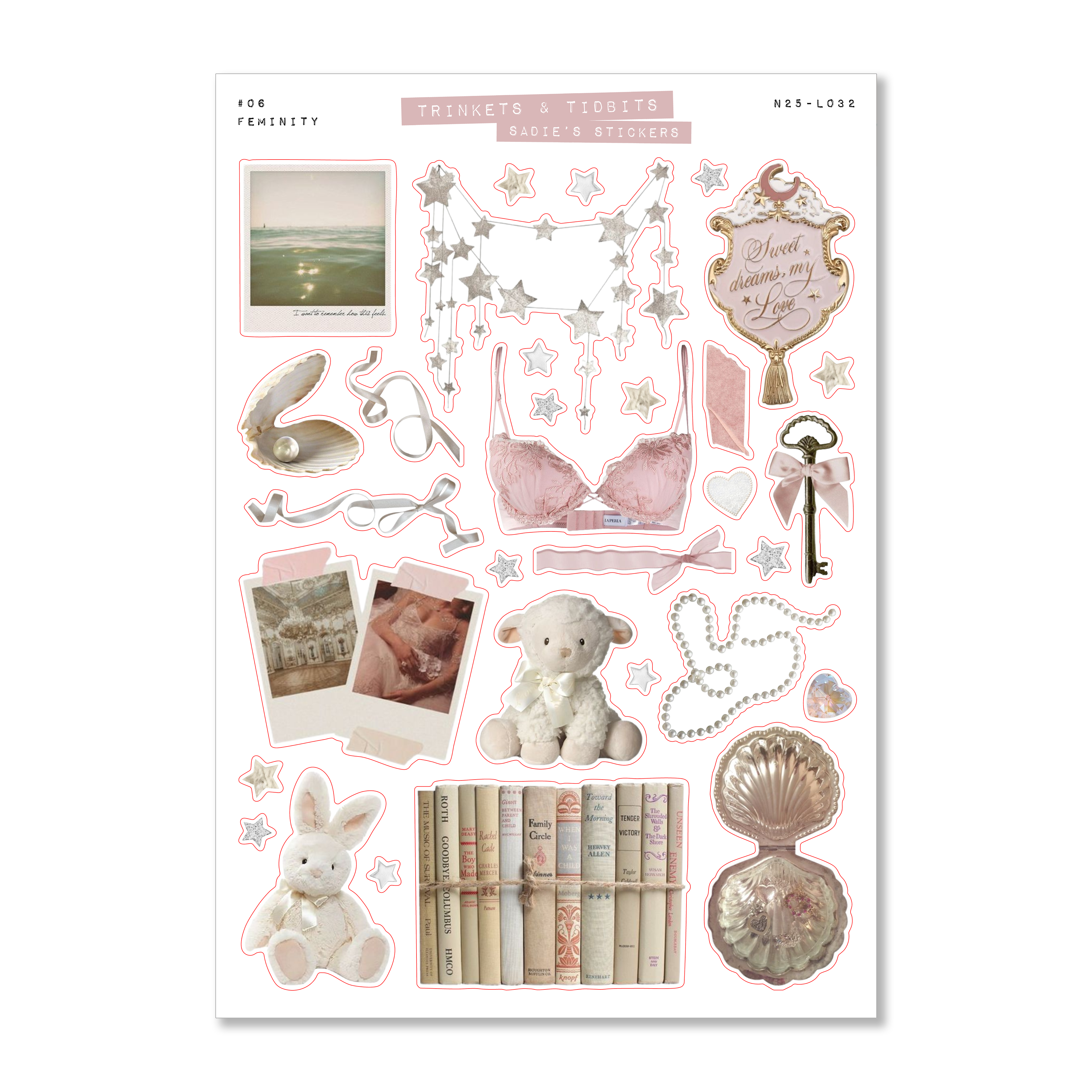 Feminity Aesthetic • Trinkets & Tidbits Sticker Sheet