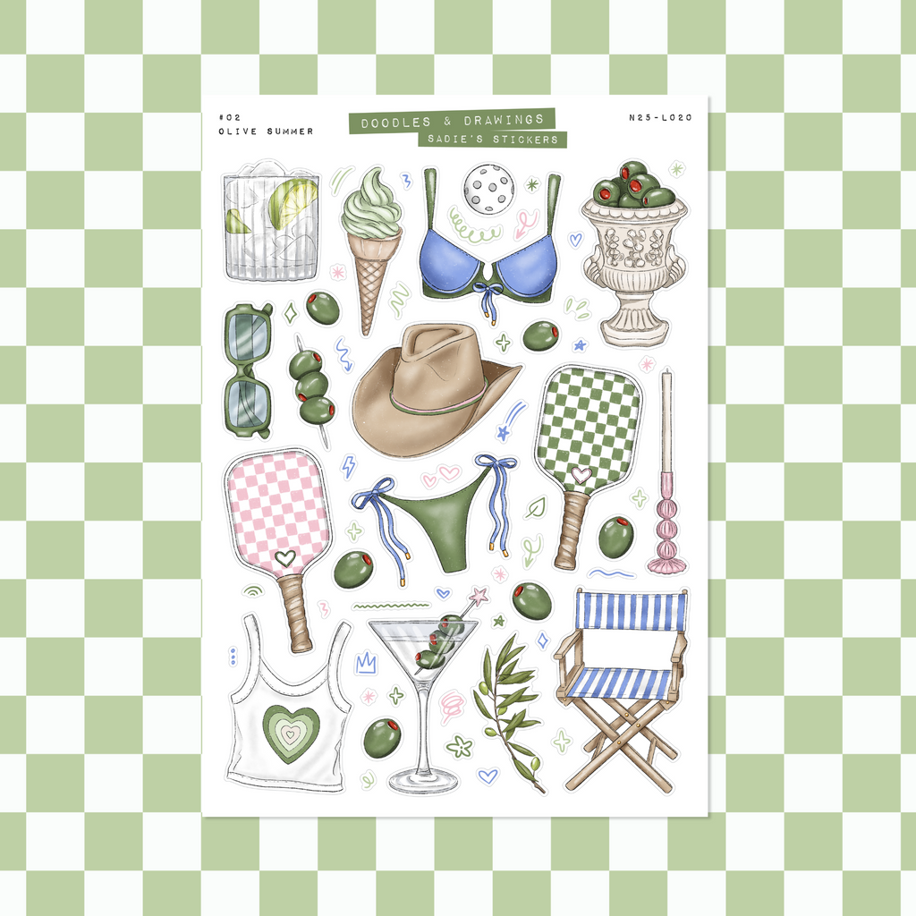 Olive Summer • Doodles & Drawings Deco Sticker Sheet