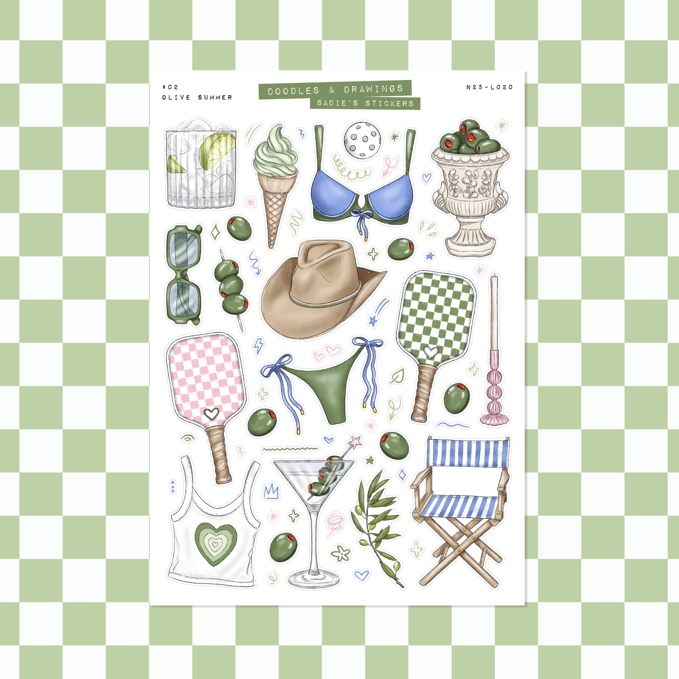 Olive Summer • Doodles & Drawings Deco Sticker Sheet