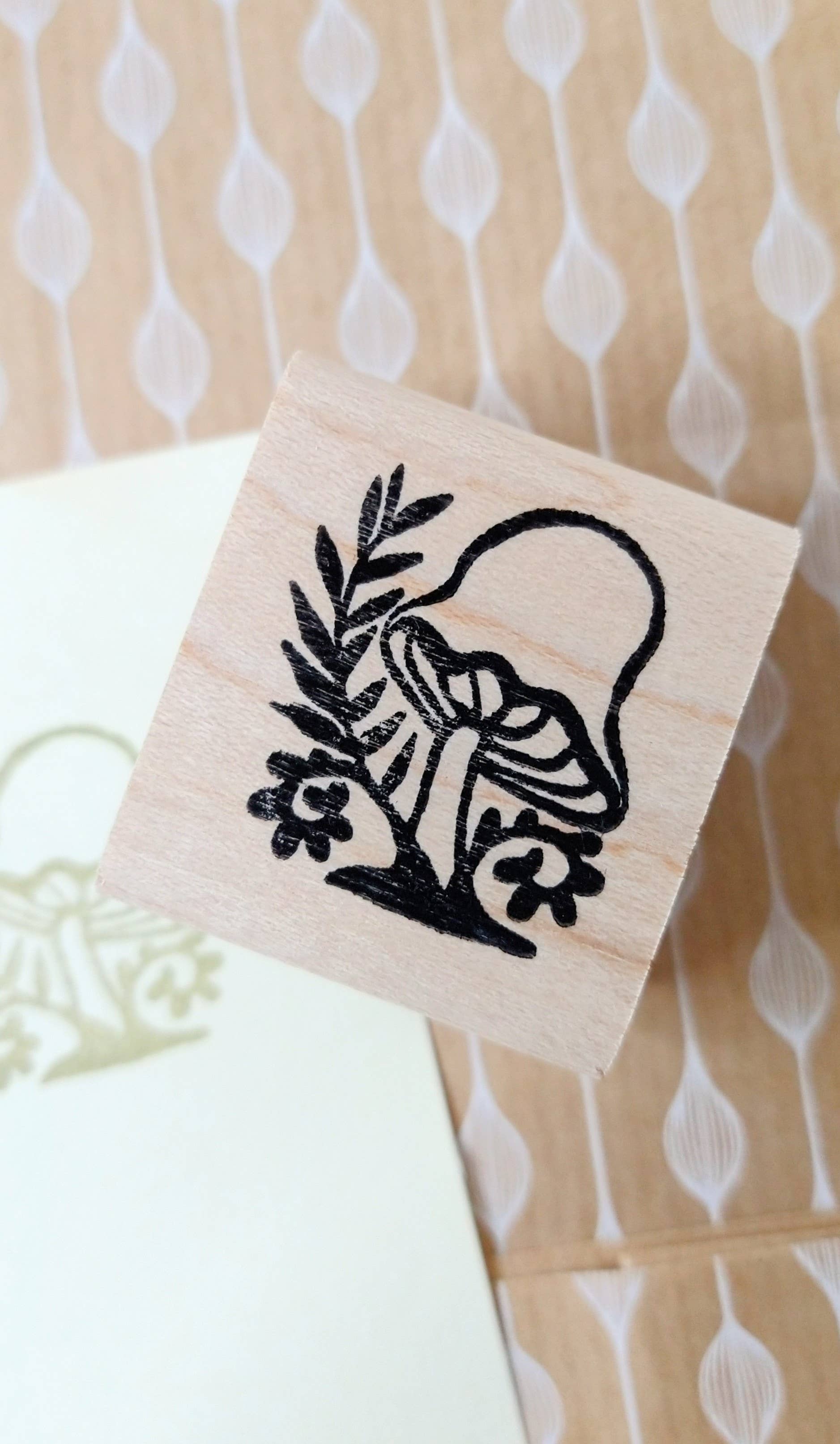 Mushroom and Fern Rubber Stamp