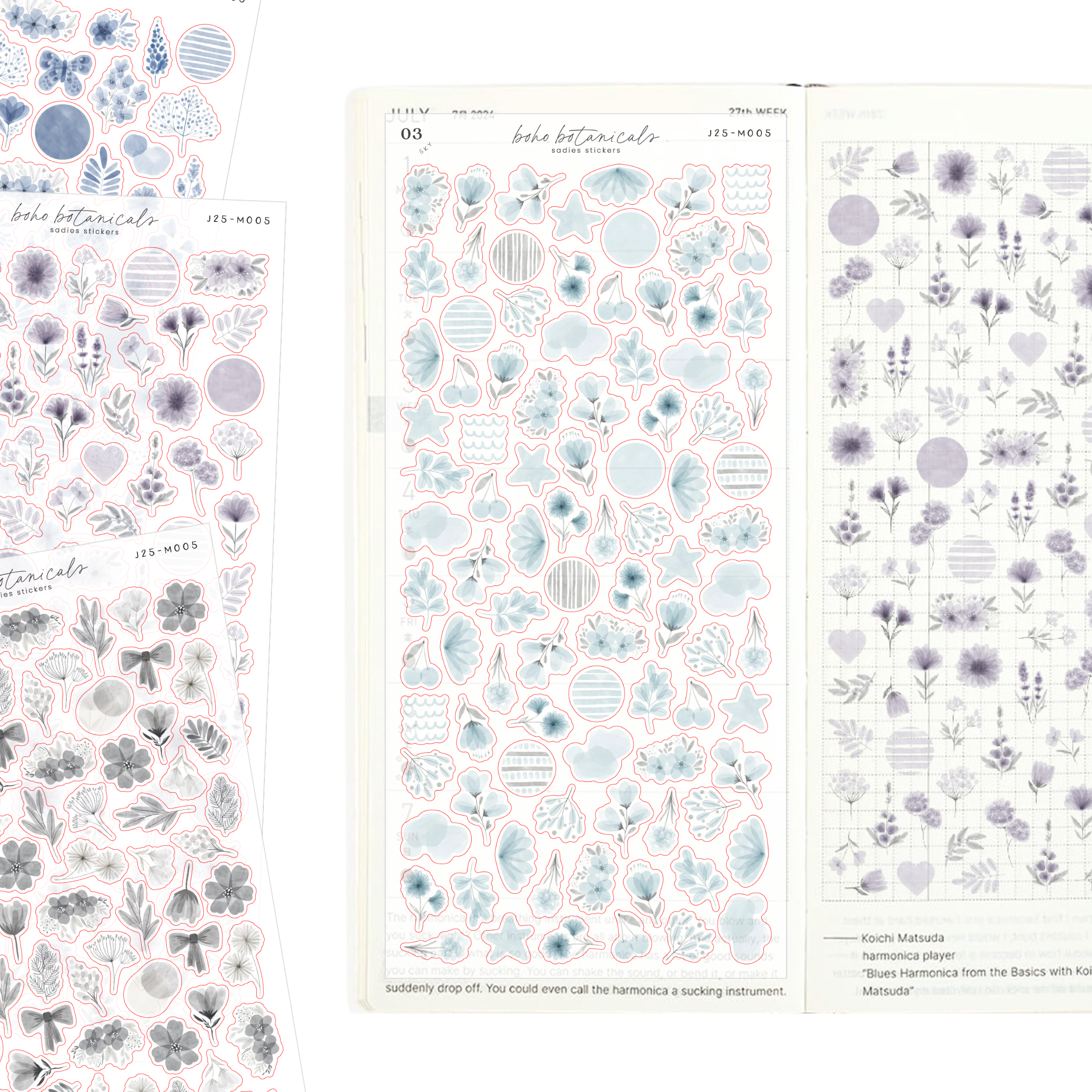 Gray Boho Botanicals • Journal Sticker Sheet