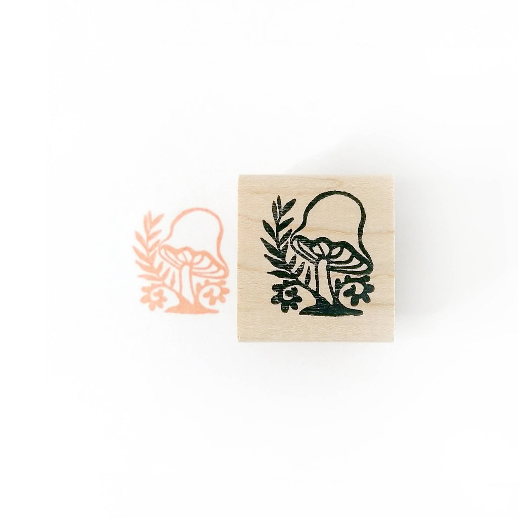 Mushroom and Fern Rubber Stamp