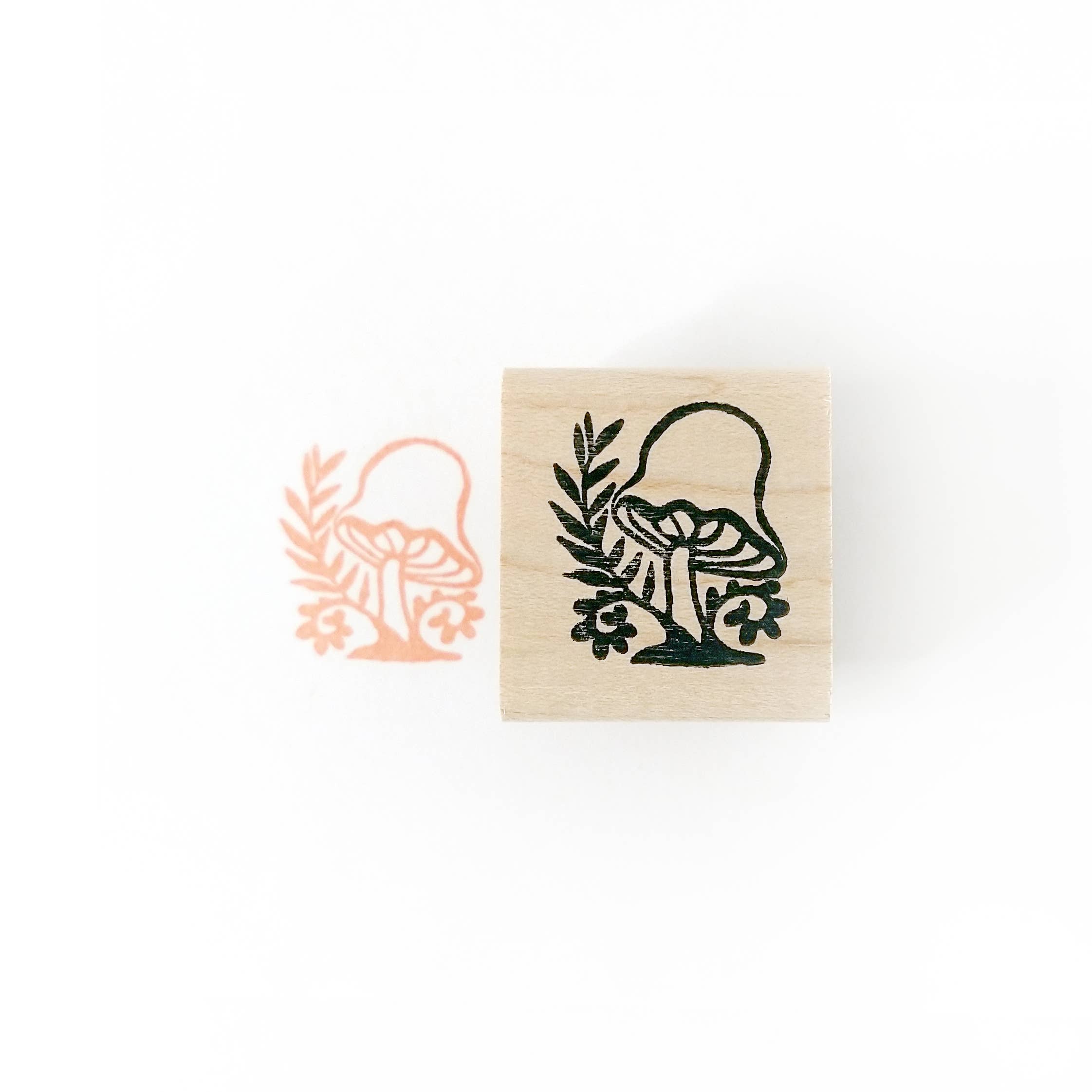 Mushroom and Fern Rubber Stamp