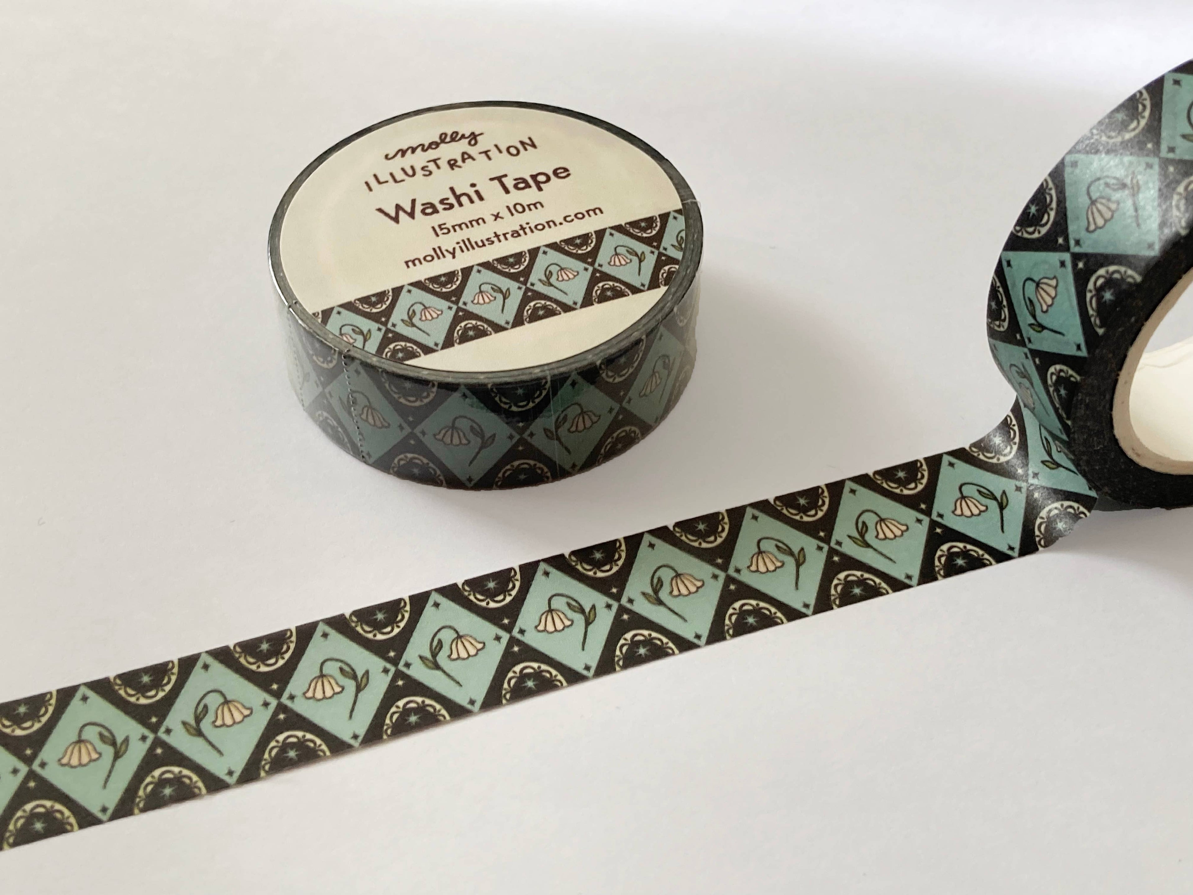 Drooping Florals Geometric Washi Tape