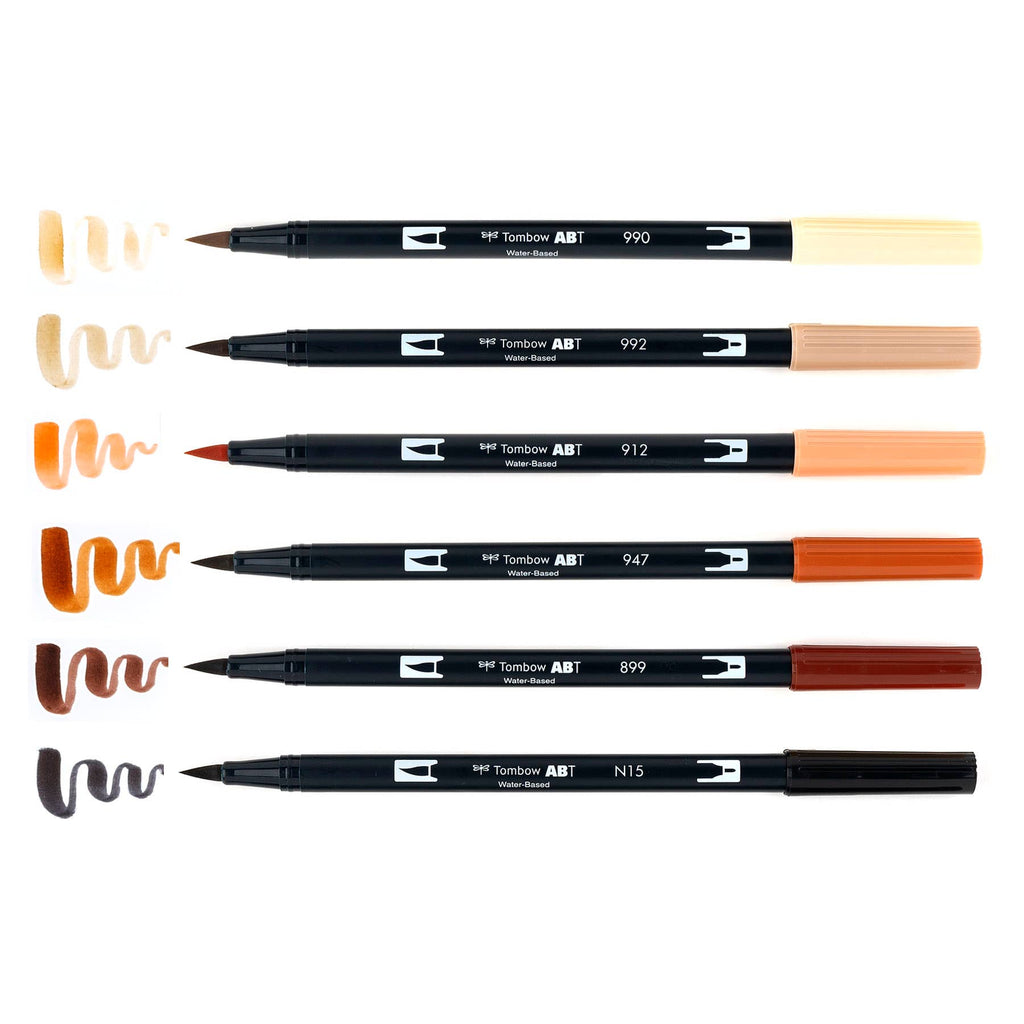 Tombow Dual Brush Pen Art Markers, Portrait, 6-Pack