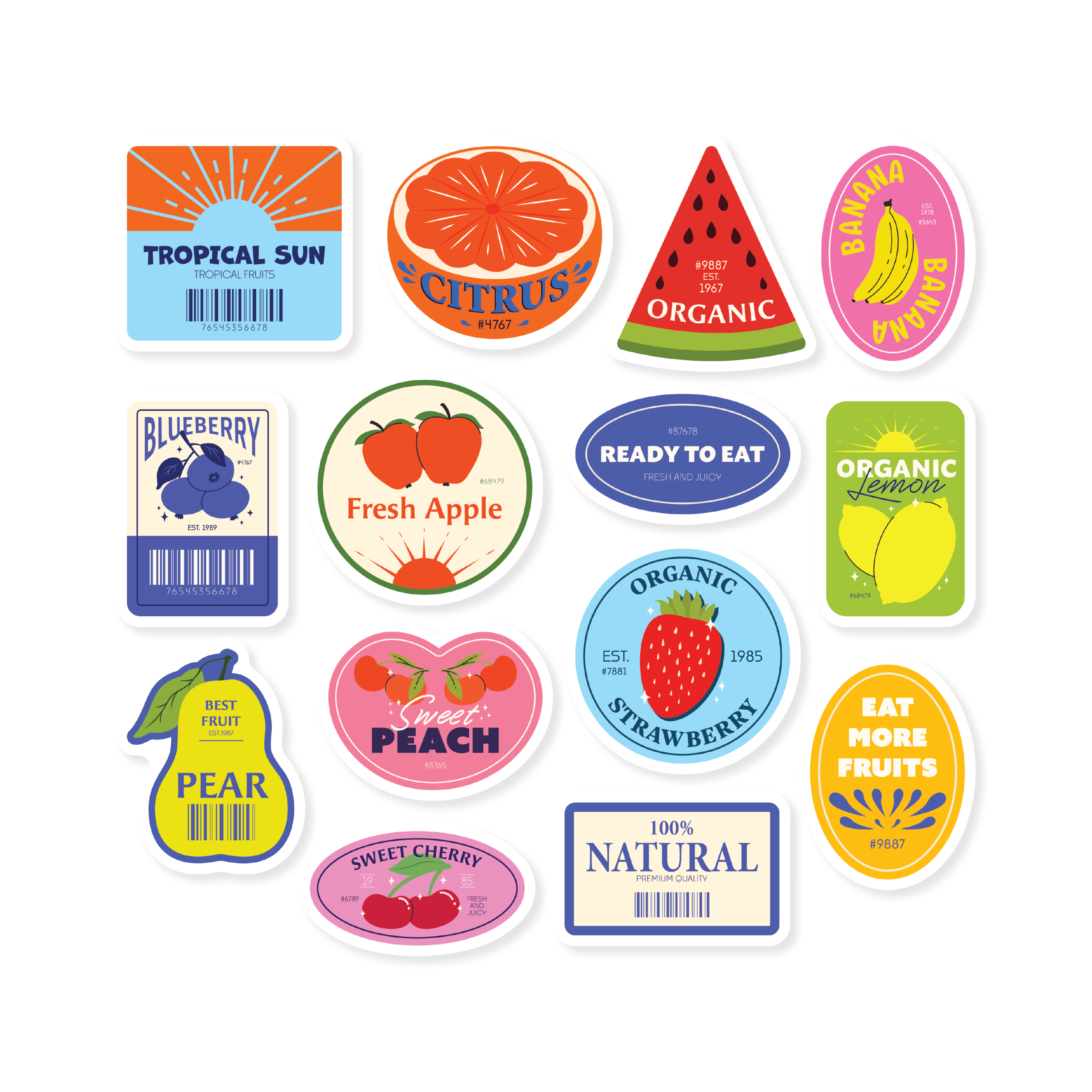 Fresh Fruit Labels Sticker Flakes