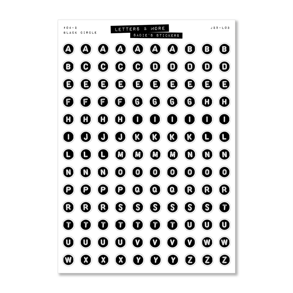 CIRCLE Letter Beads • Letters & More Sticker Sheet