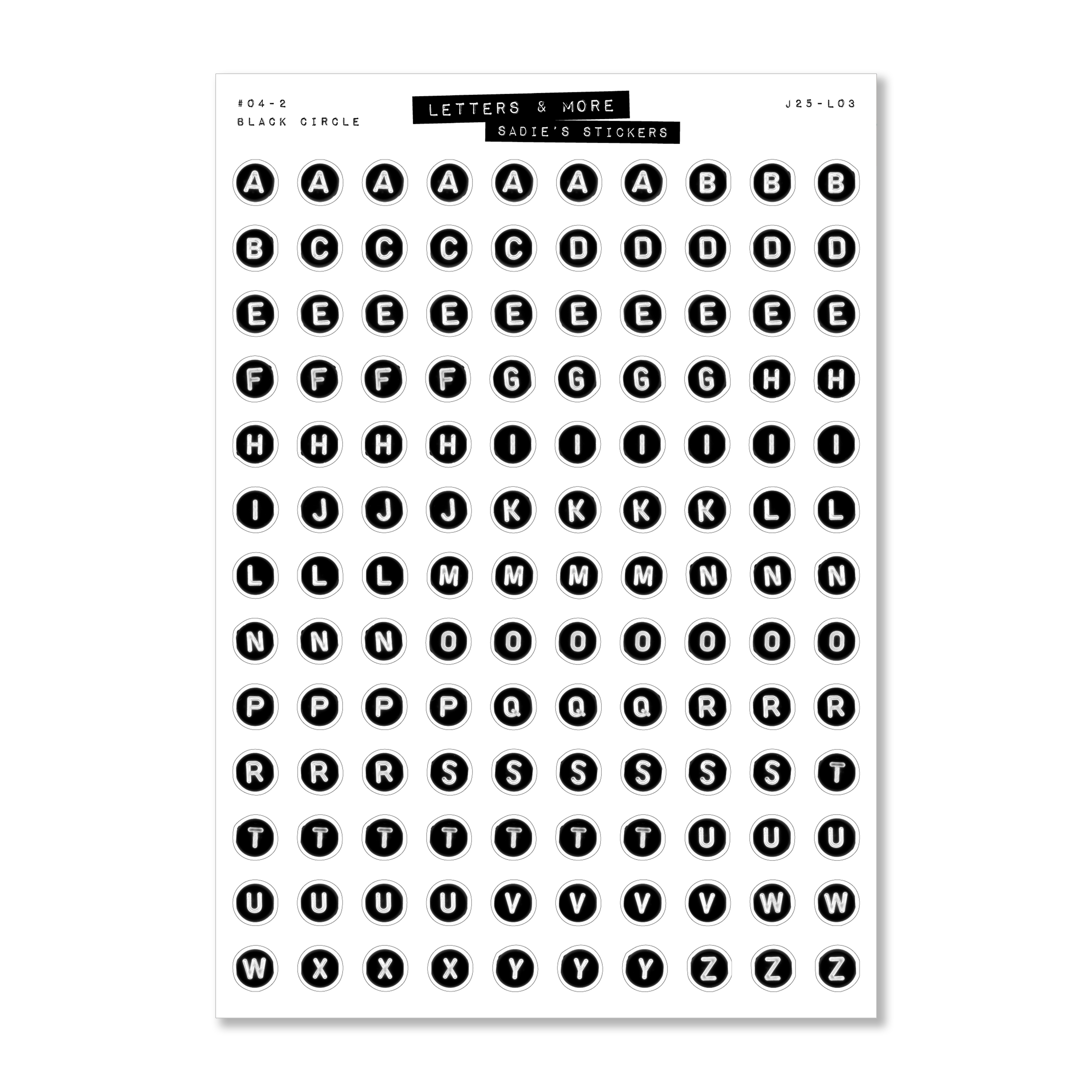 CIRCLE Letter Beads • Letters & More Sticker Sheet
