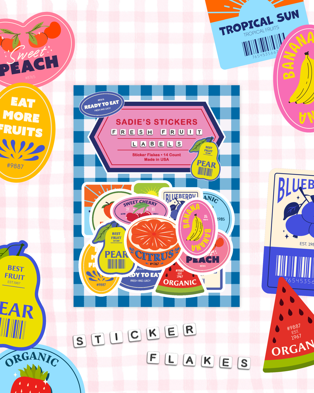 Fresh Fruit Labels Sticker Flakes