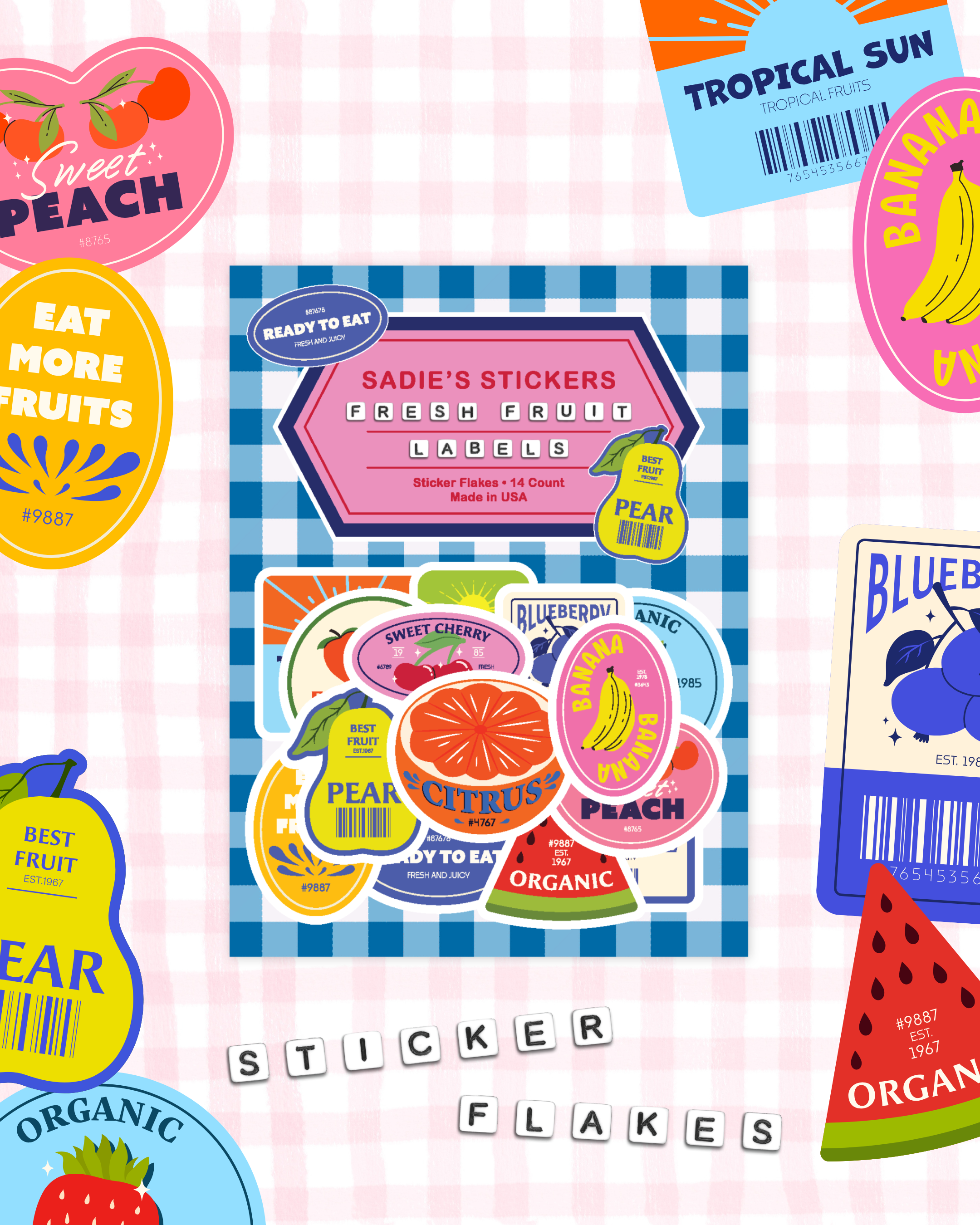 Fresh Fruit Labels Sticker Flakes