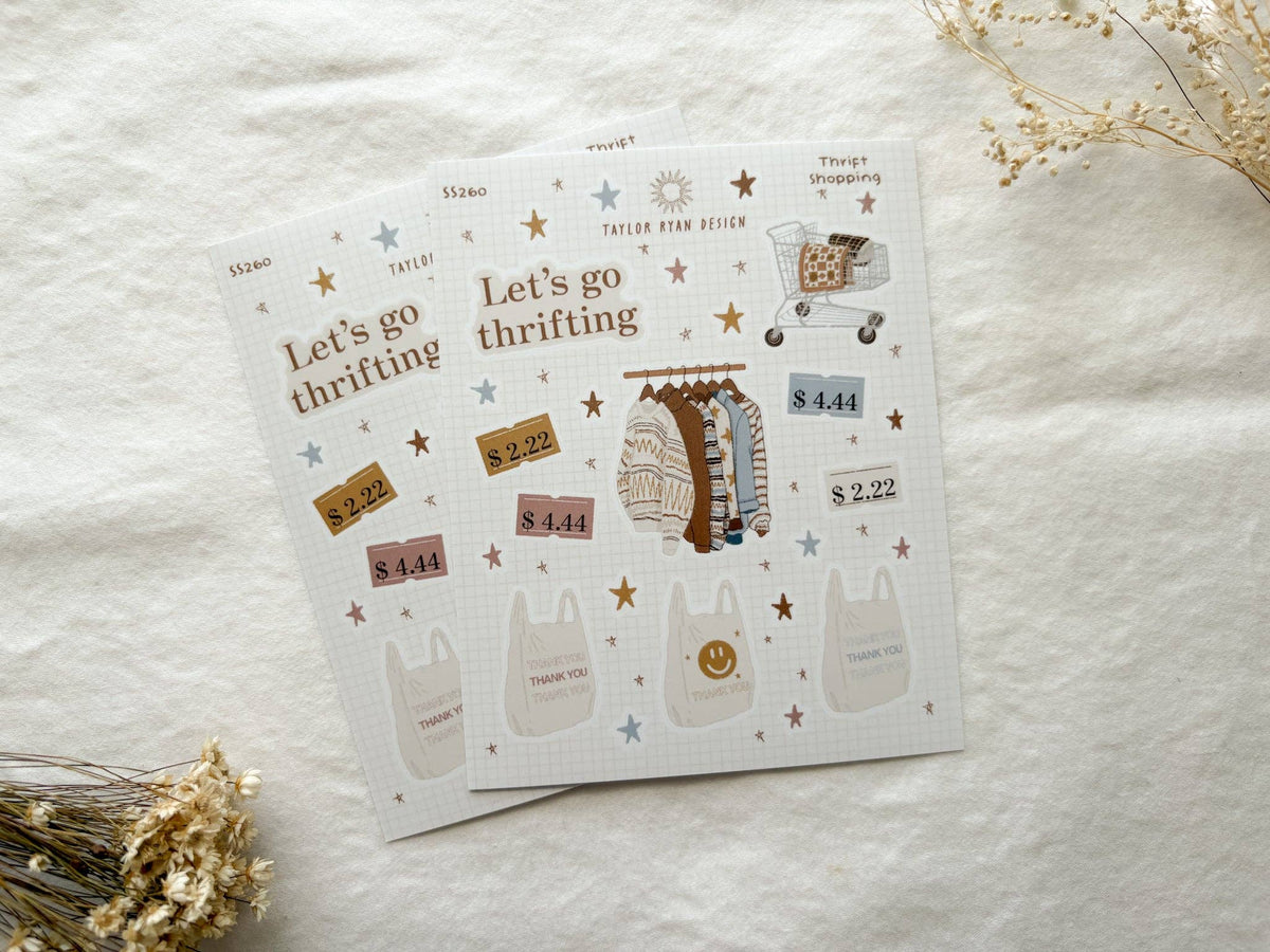 Thrift Shopping Sticker Sheet | Taylor Ryan Designs