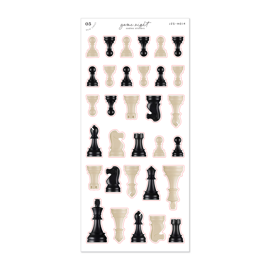 Classic Chess Pieces • Game Night Sticker Sheet
