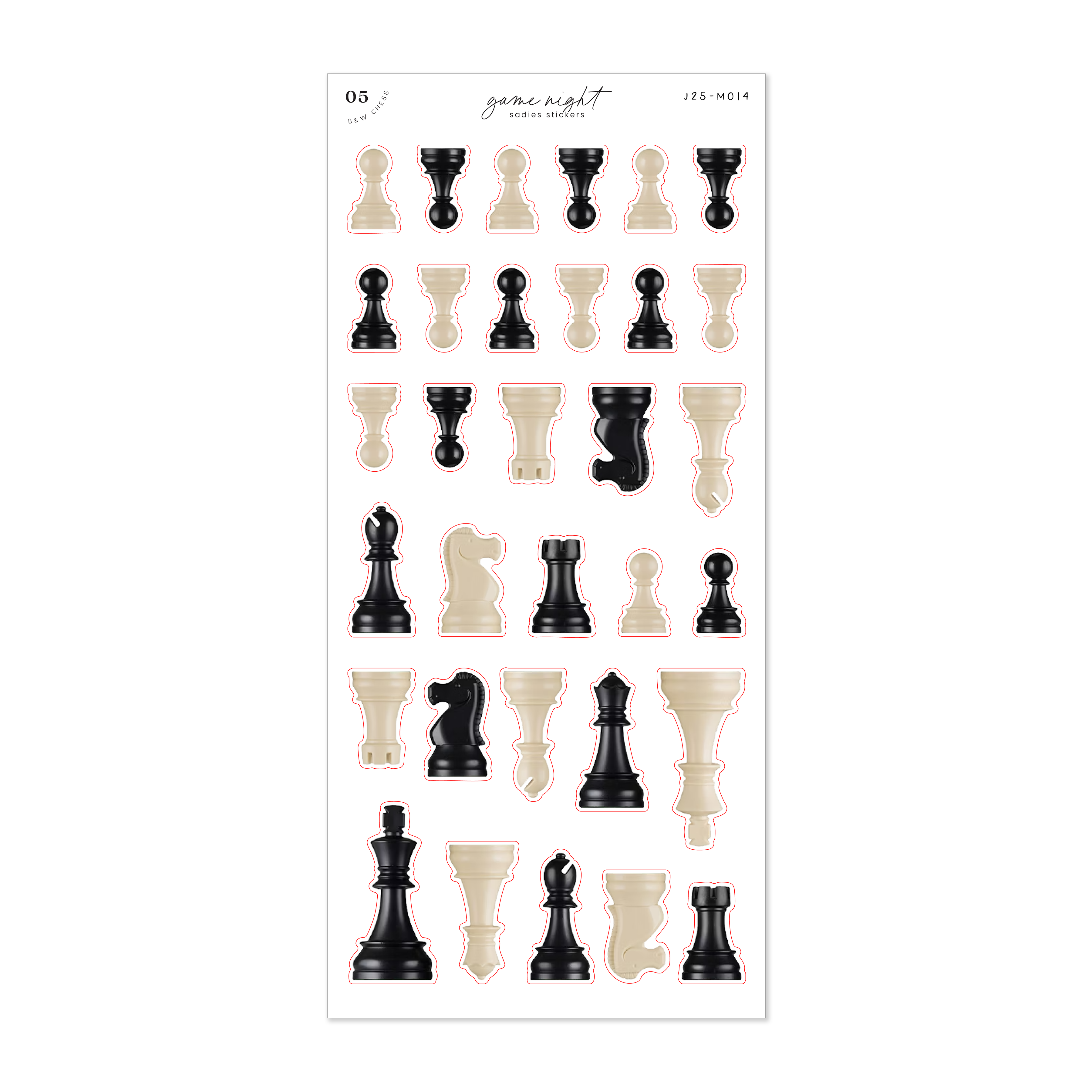 Classic Chess Pieces • Game Night Sticker Sheet