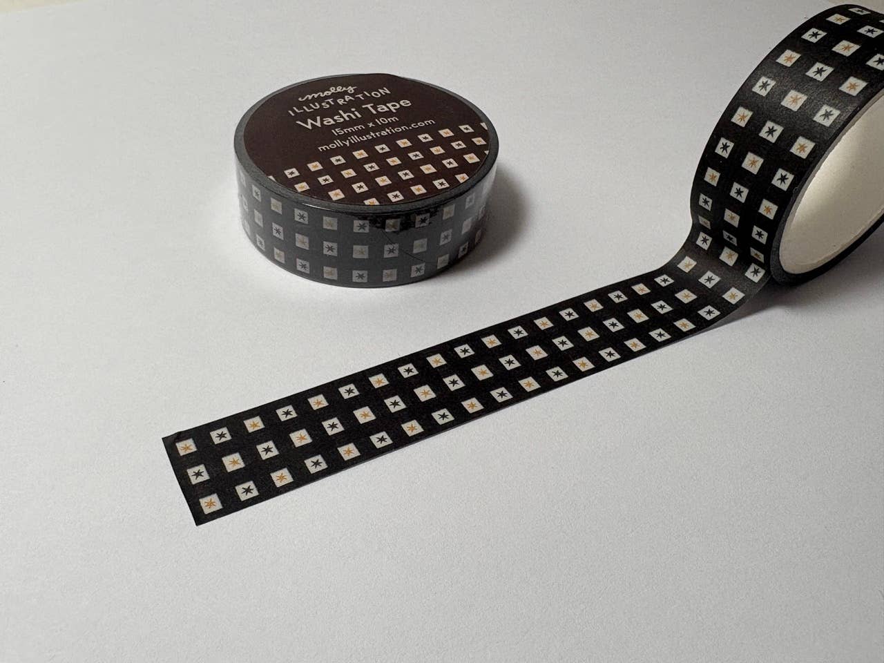 Black and White Checked Stars Decorative Washi Tape 