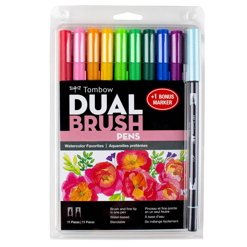 Tombow Dual Brush Pen Art Markers, Watercolor Favorites, Bonus Pack