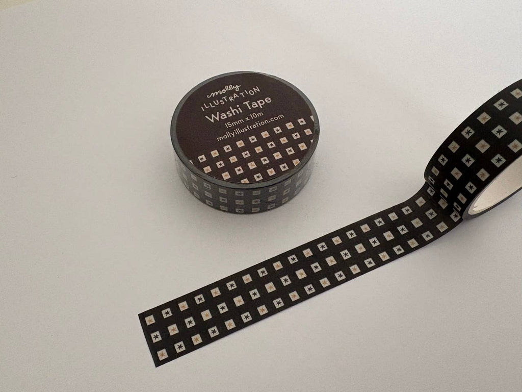 Black and White Checked Stars Decorative Washi Tape 