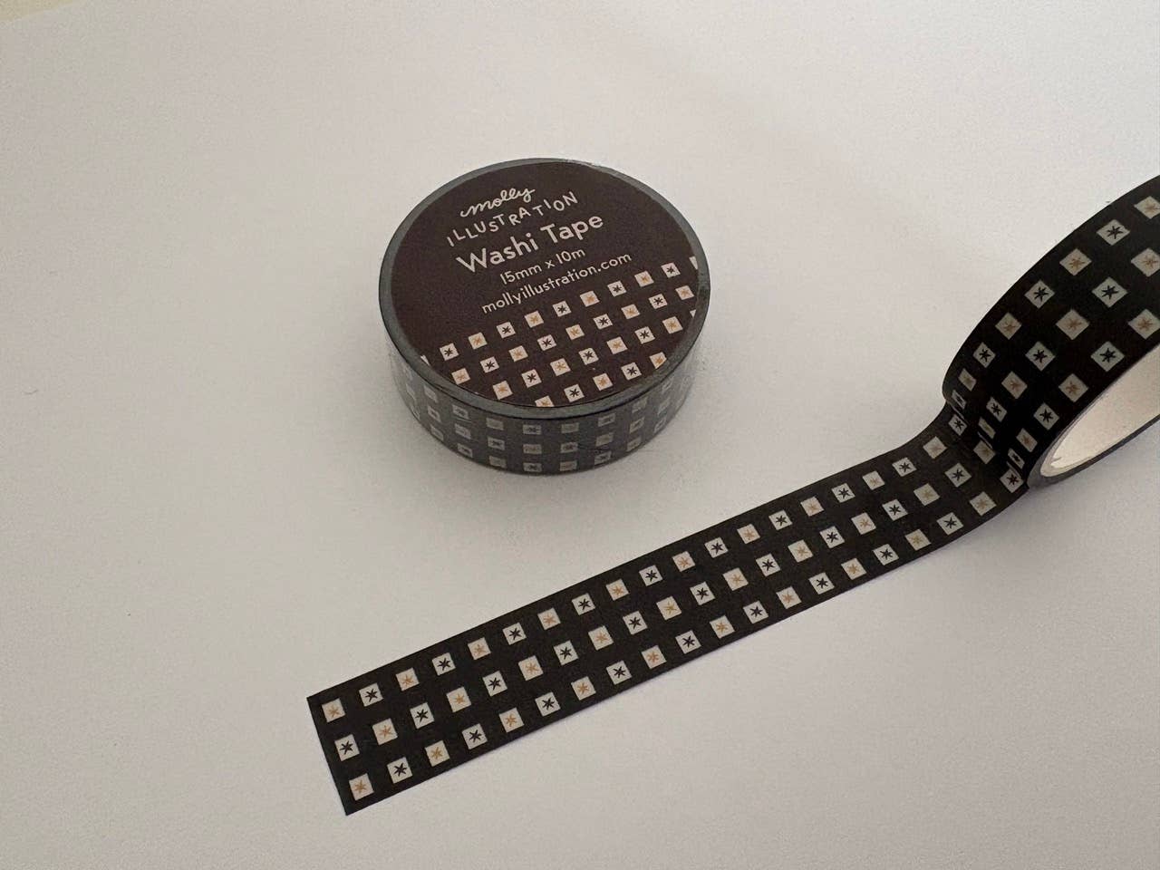 Black and White Checked Stars Decorative Washi Tape 