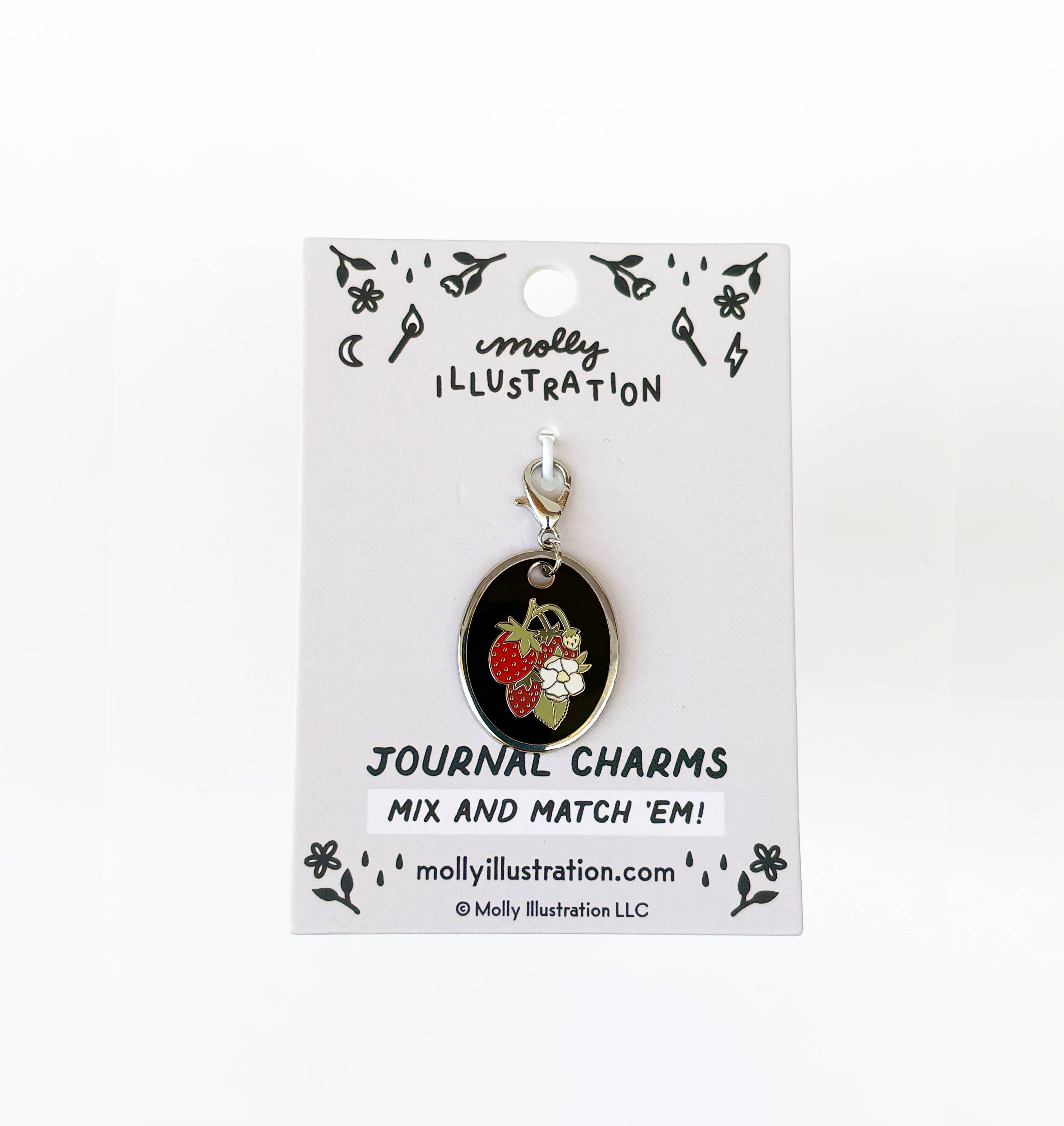 Strawberry Hard Enamel Journal Charm