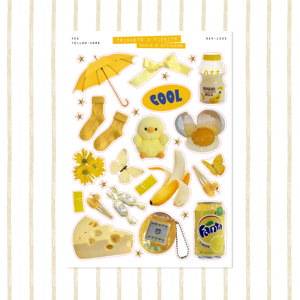 Yellow-Core Aesthetic • Trinkets & Tidbits Sticker Sheet