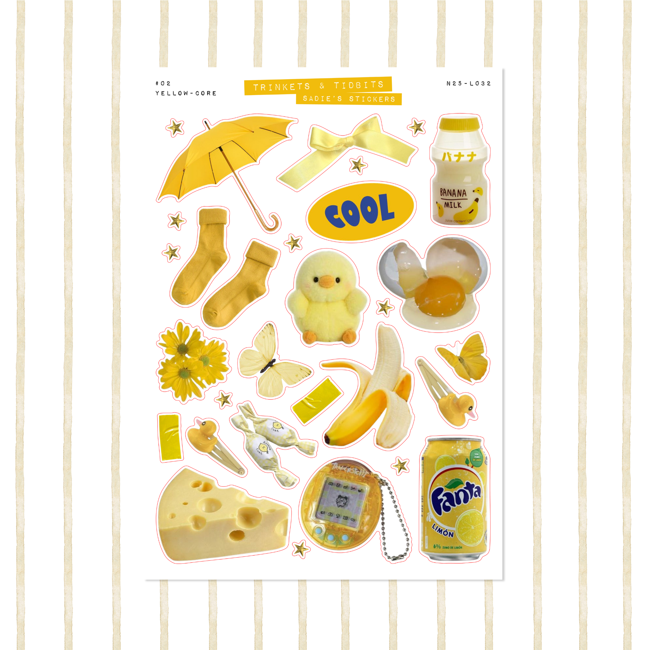 Yellow-Core Aesthetic • Trinkets & Tidbits Sticker Sheet