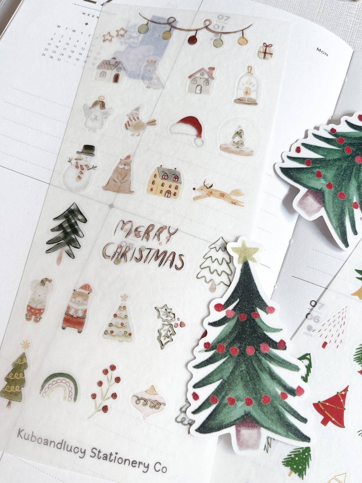 Christmas Elements Washi Sticker Sheet | Kuboandlucy