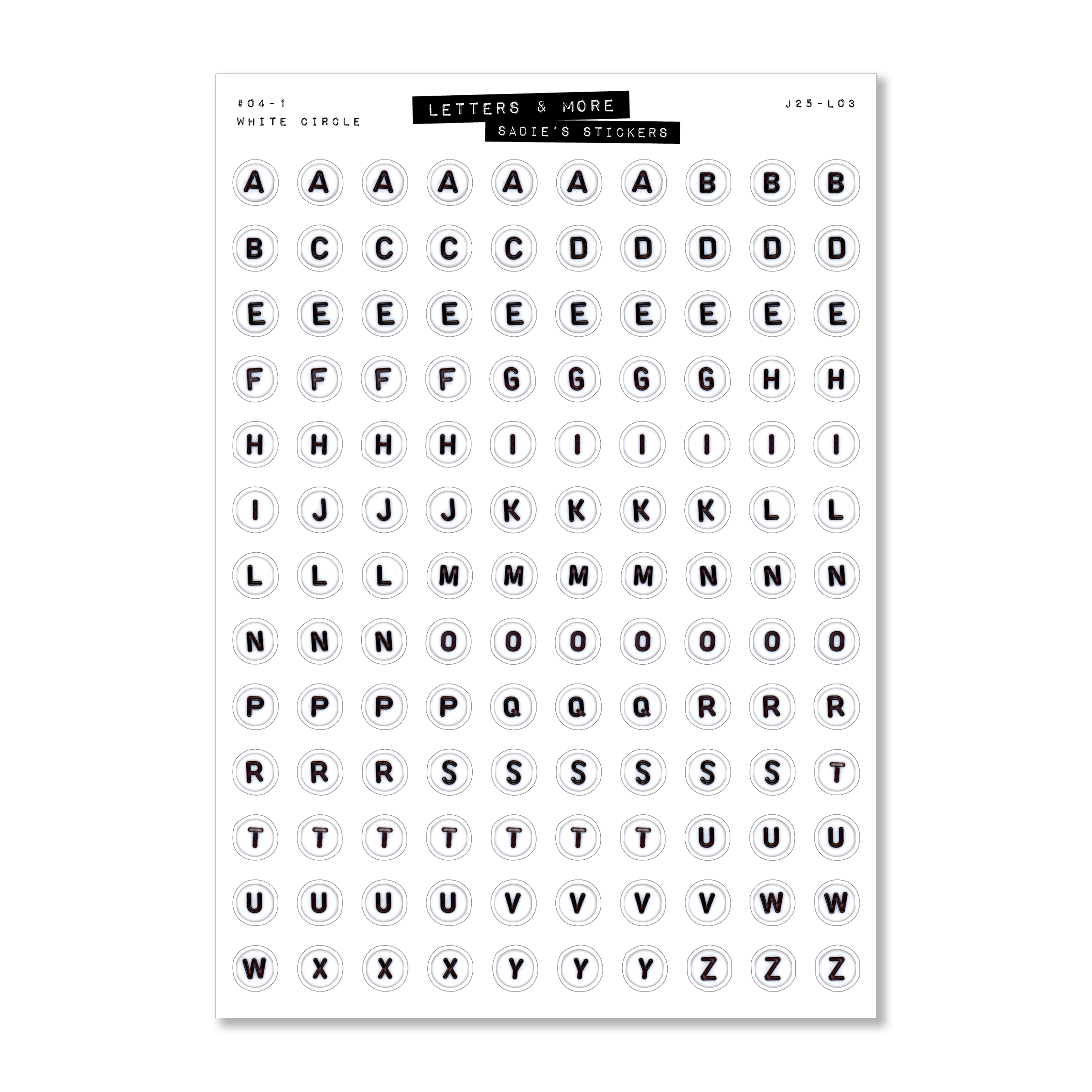 CIRCLE Letter Beads • Letters & More Sticker Sheet