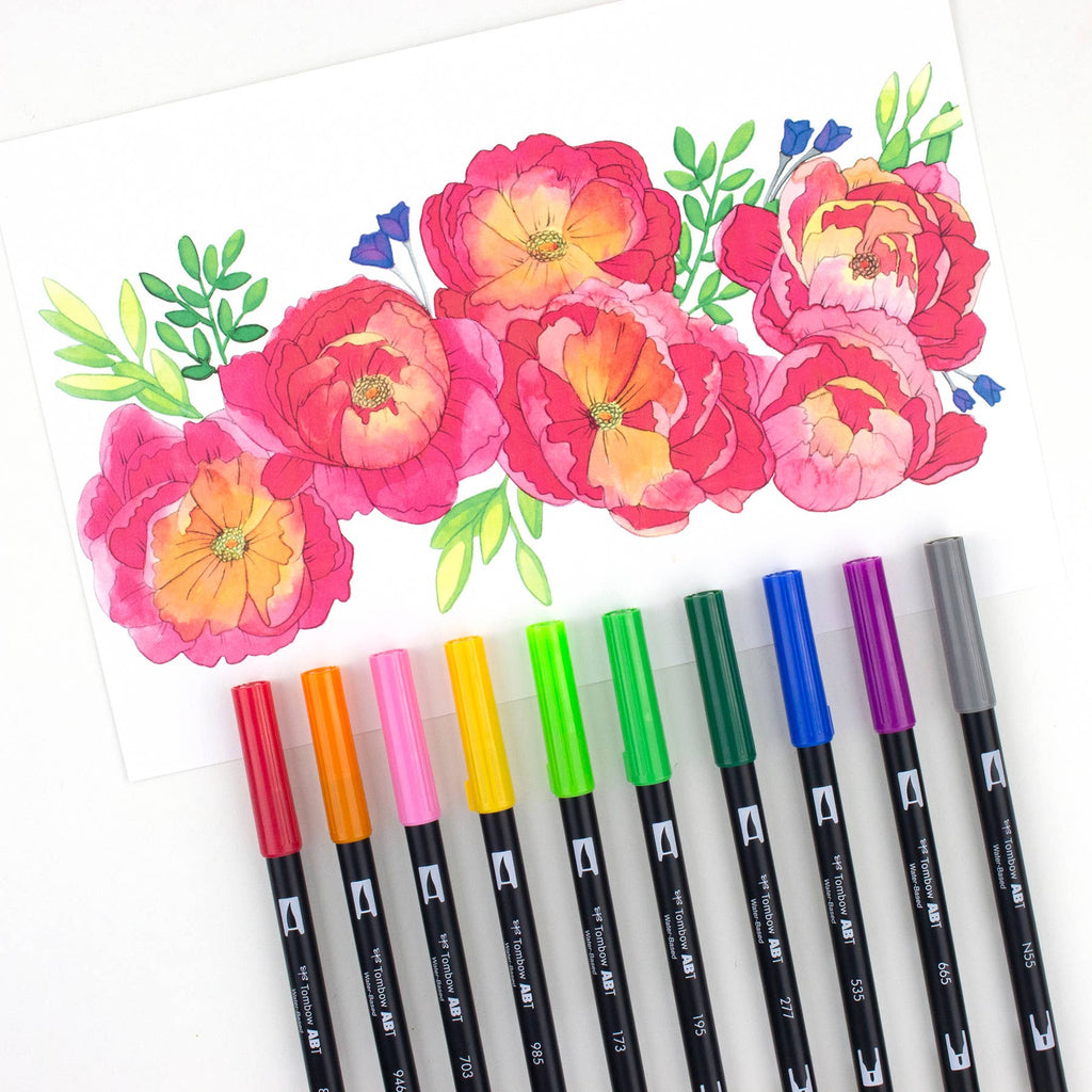 Tombow Dual Brush Pen Art Markers, Watercolor Favorites, Bonus Pack