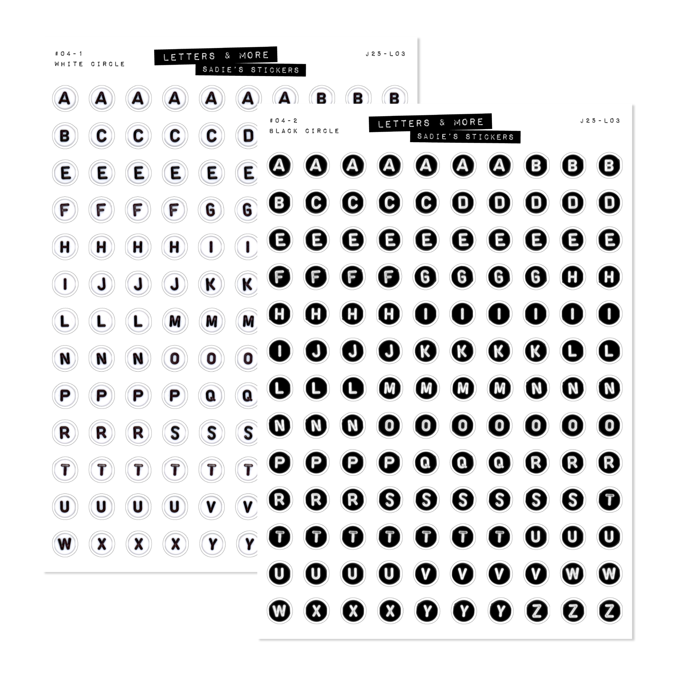 CIRCLE Letter Beads • Letters & More Sticker Sheet