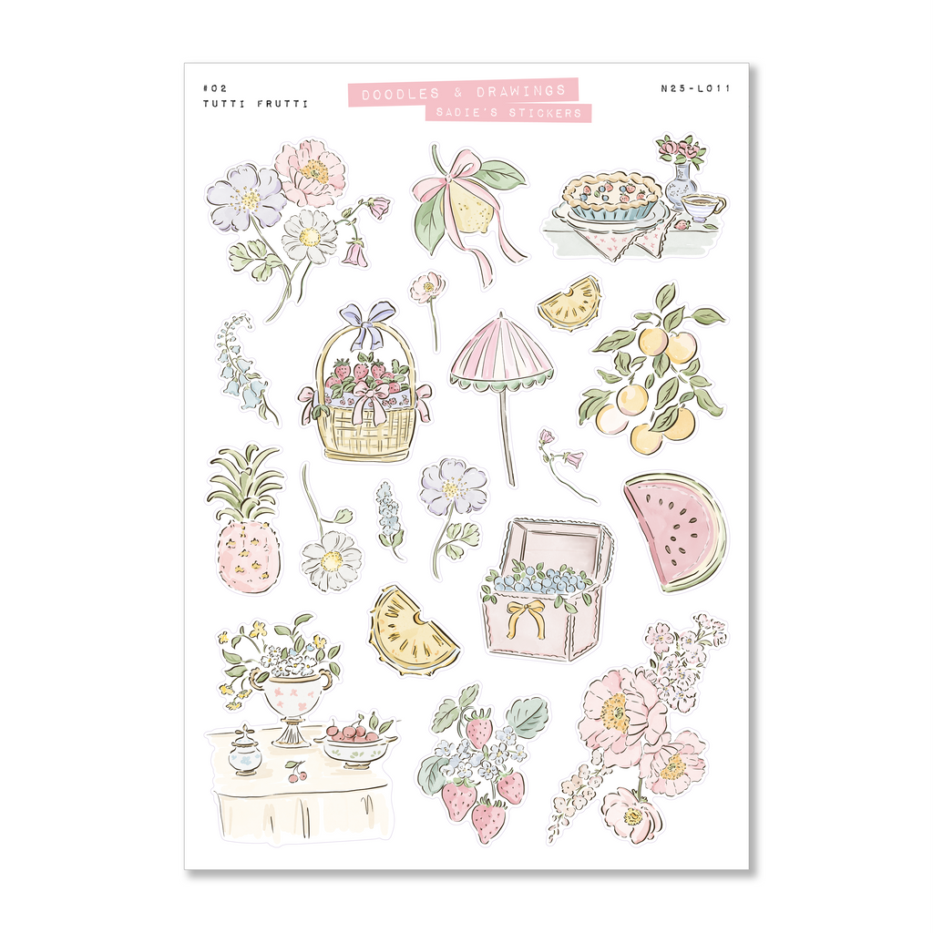 Tutti Frutti • Doodles & Drawings Deco Sticker Sheet