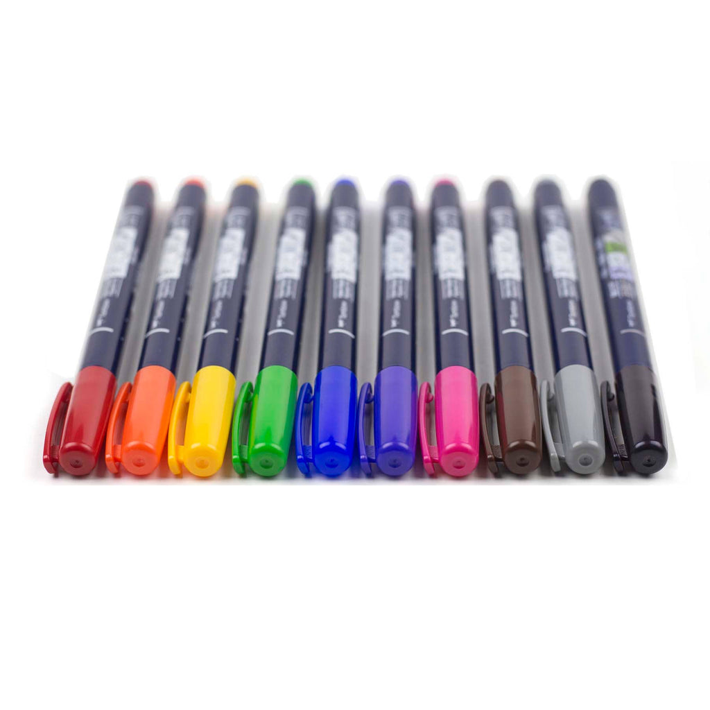 Tombow Fudenosuke Calligraphy Brush Pens (10-Pack)