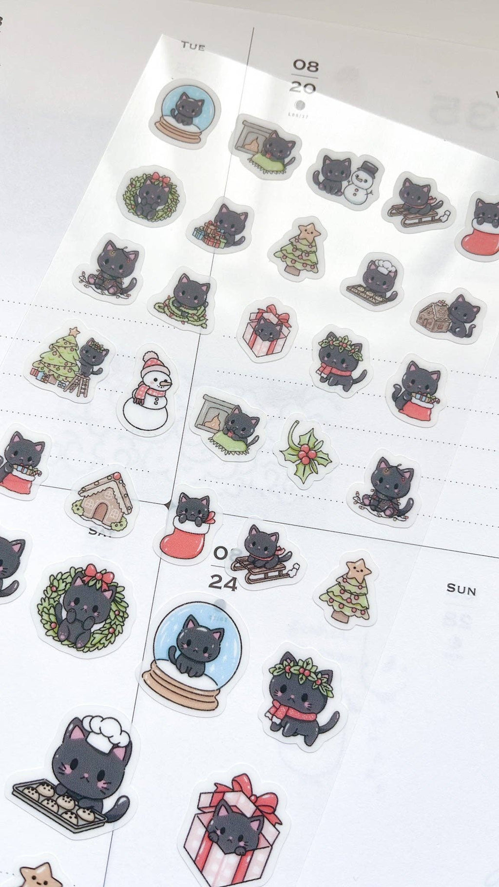 Luna Cat Christmas Sticker Sheet | Kuboandlucy