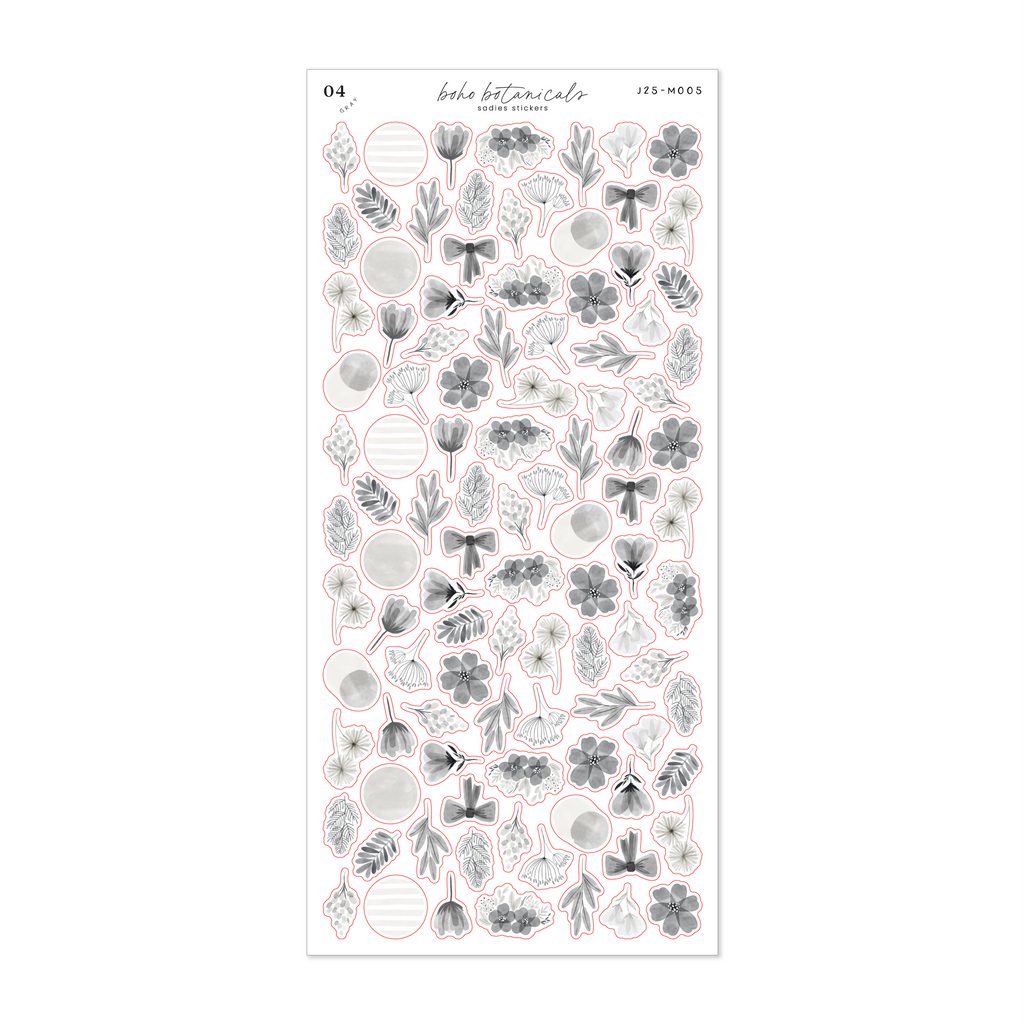 Gray Boho Botanicals • Journal Sticker Sheet