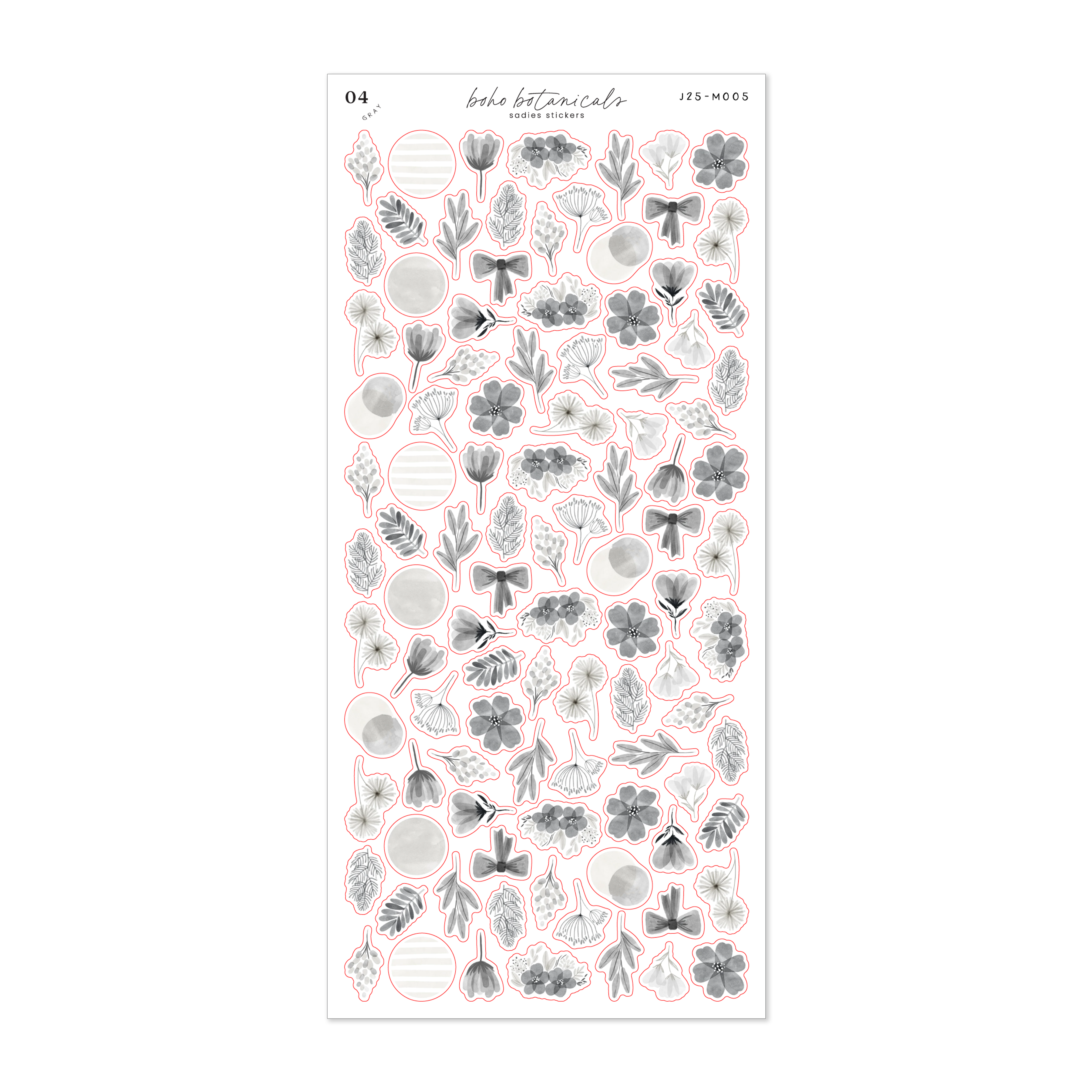 Gray Boho Botanicals • Journal Sticker Sheet