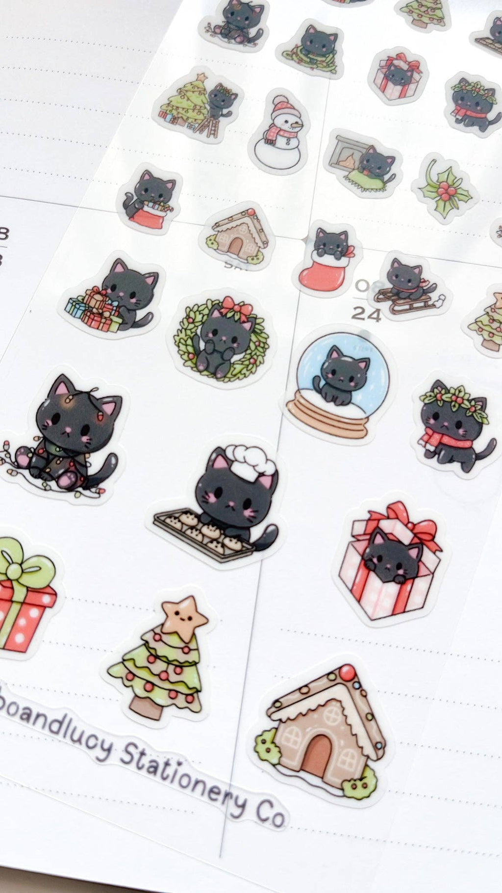 Luna Cat Christmas Sticker Sheet | Kuboandlucy