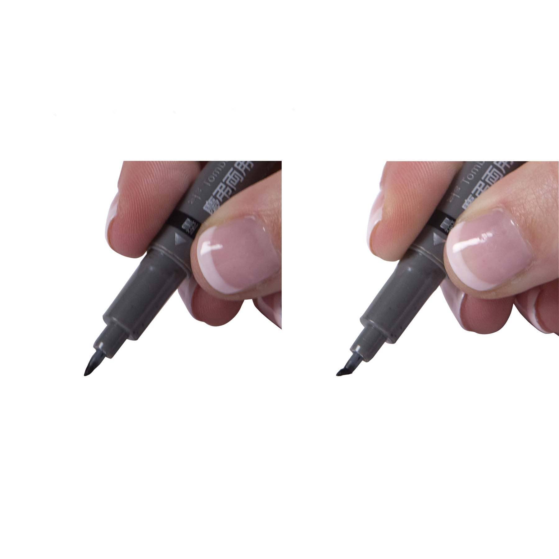 Tombow Fudenosuke Brush Pen, Twin Tip, Black/Gray