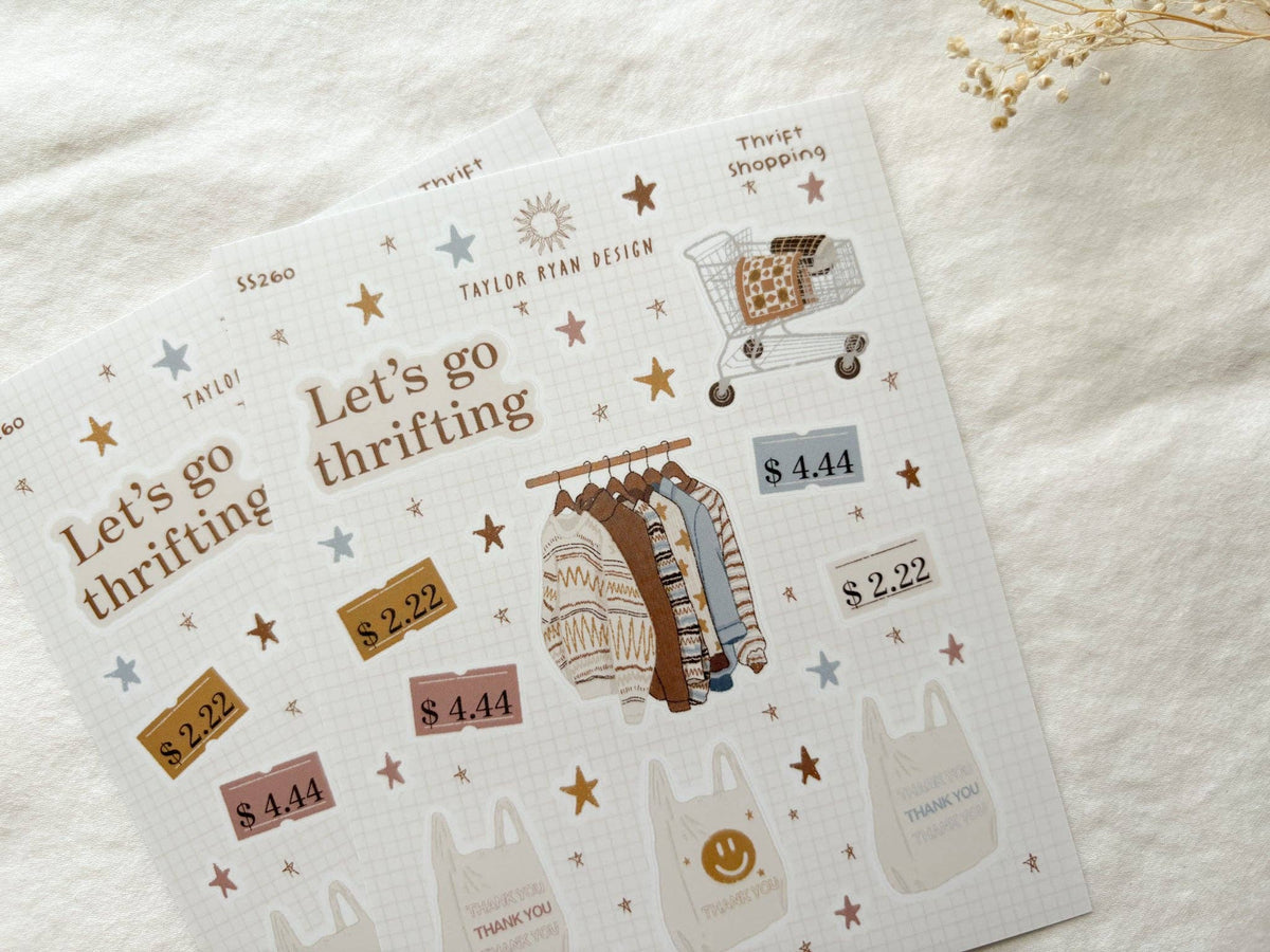 Thrift Shopping Sticker Sheet | Taylor Ryan Designs