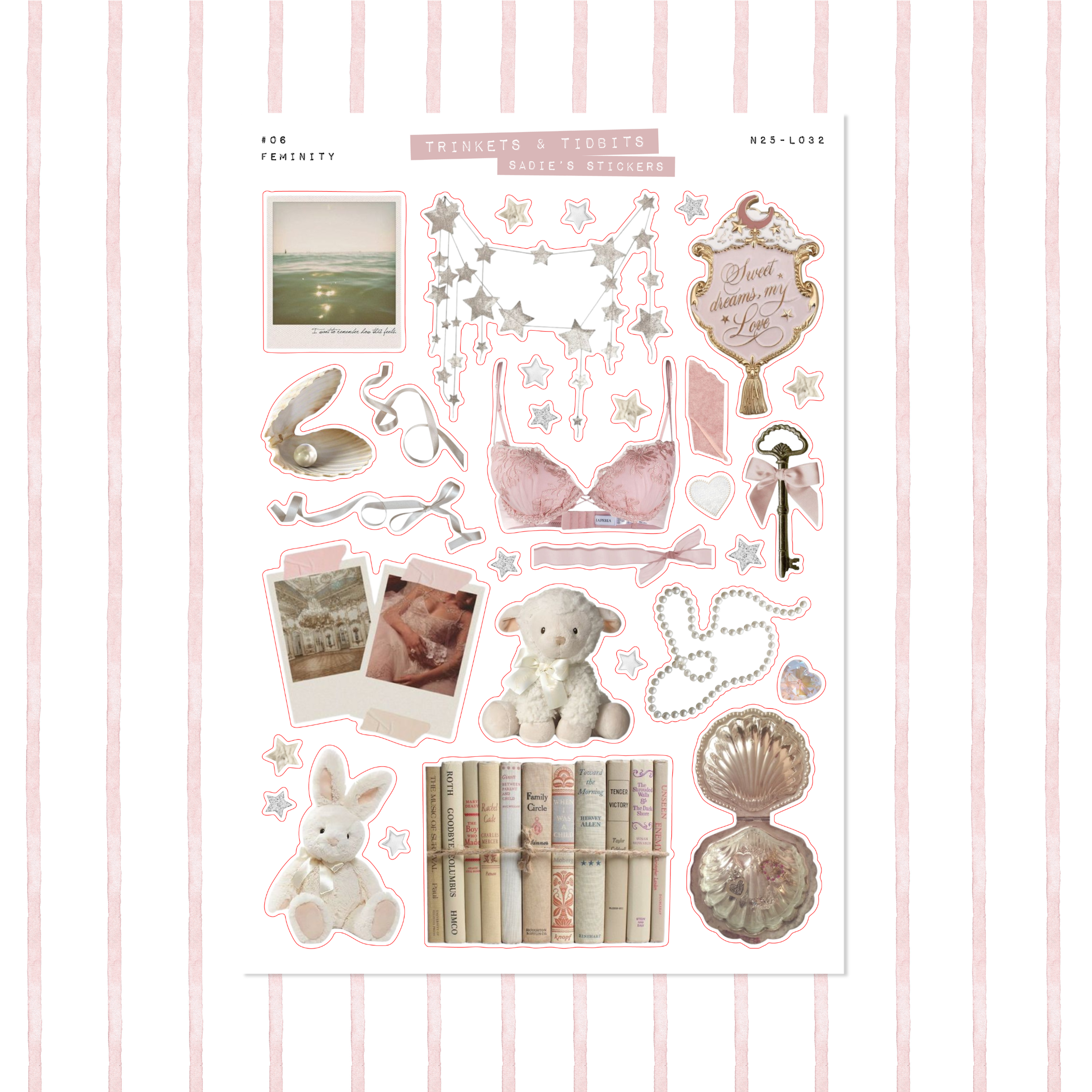 Feminity Aesthetic • Trinkets & Tidbits Sticker Sheet