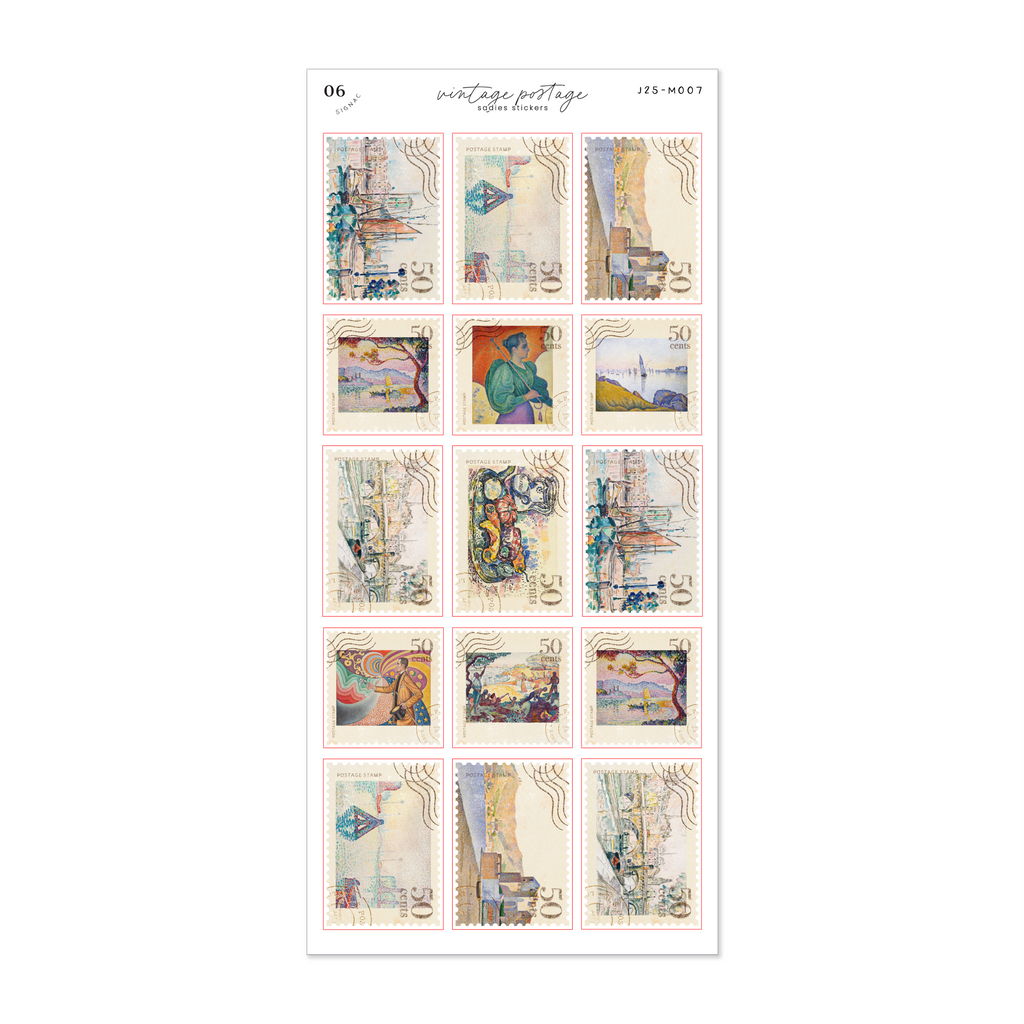 Signac Vintage Postage • Journal Sticker Sheet