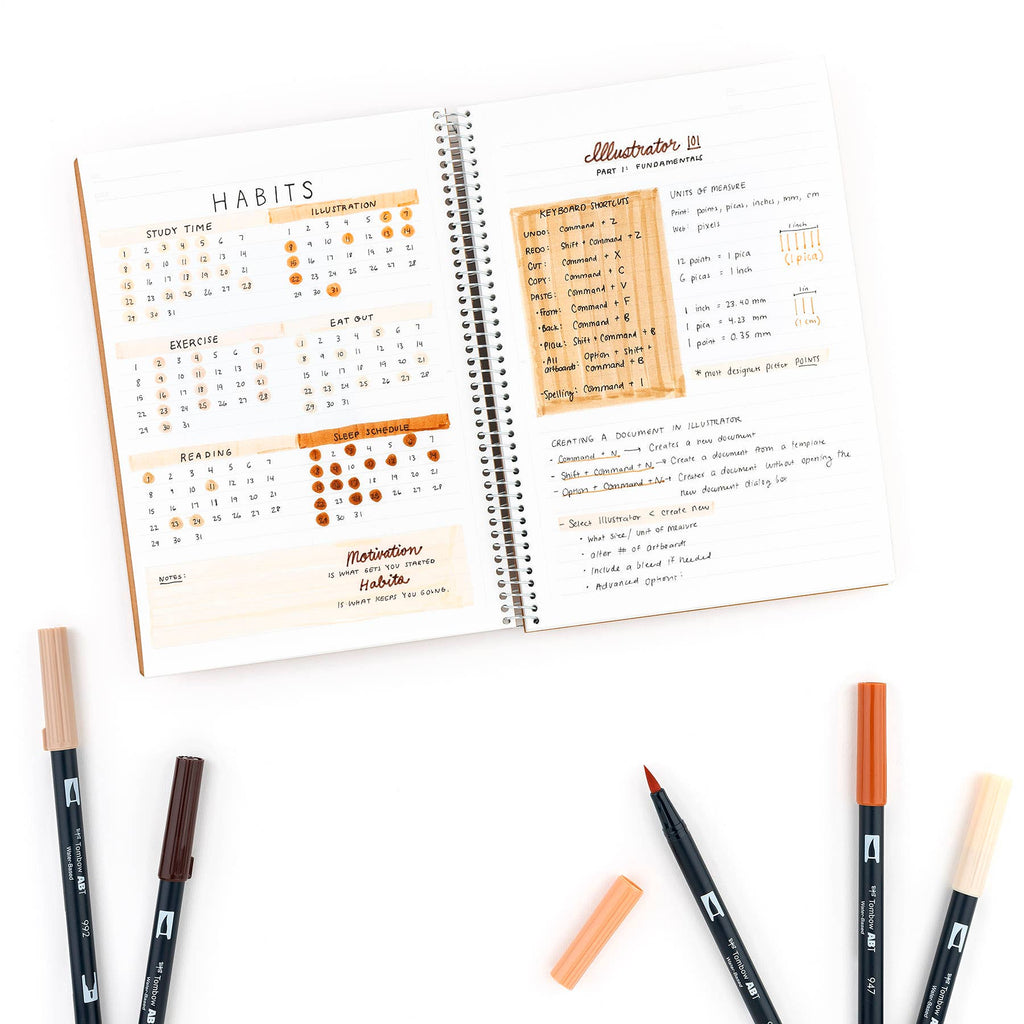 Tombow Dual Brush Pen Art Markers, Portrait, 6-Pack