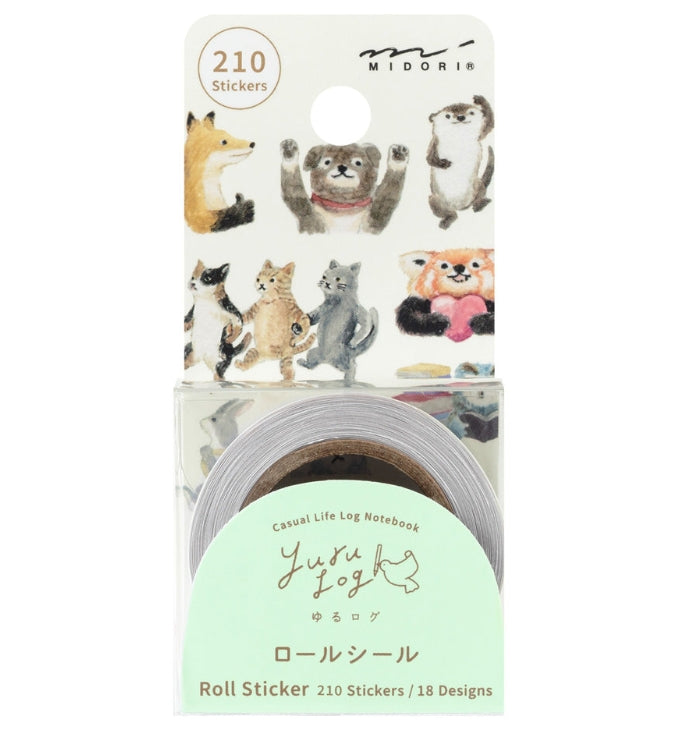 Midori Yuru Log Roll Sticker - Animal Emotions