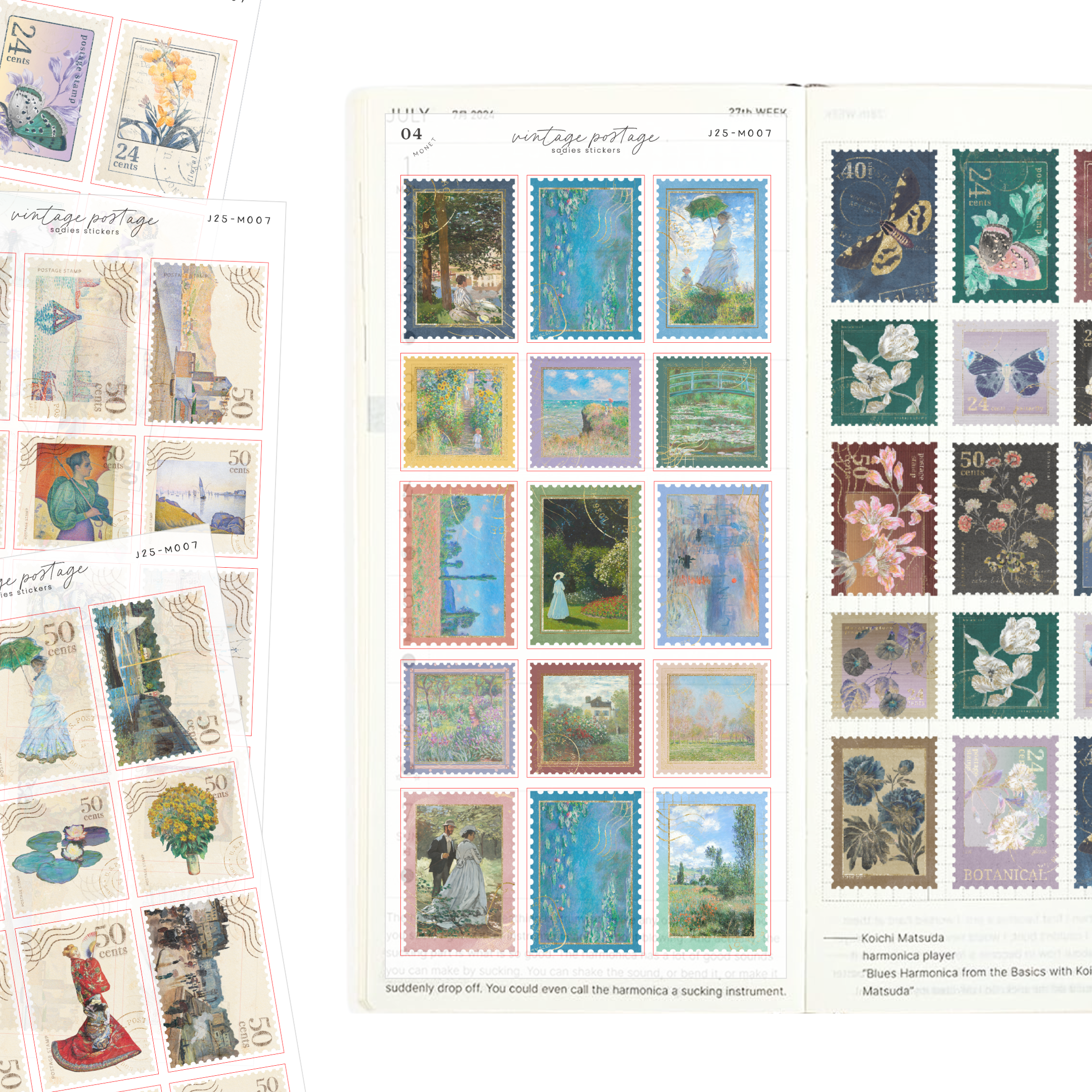 Animals Vintage Postage • Journal Sticker Sheet