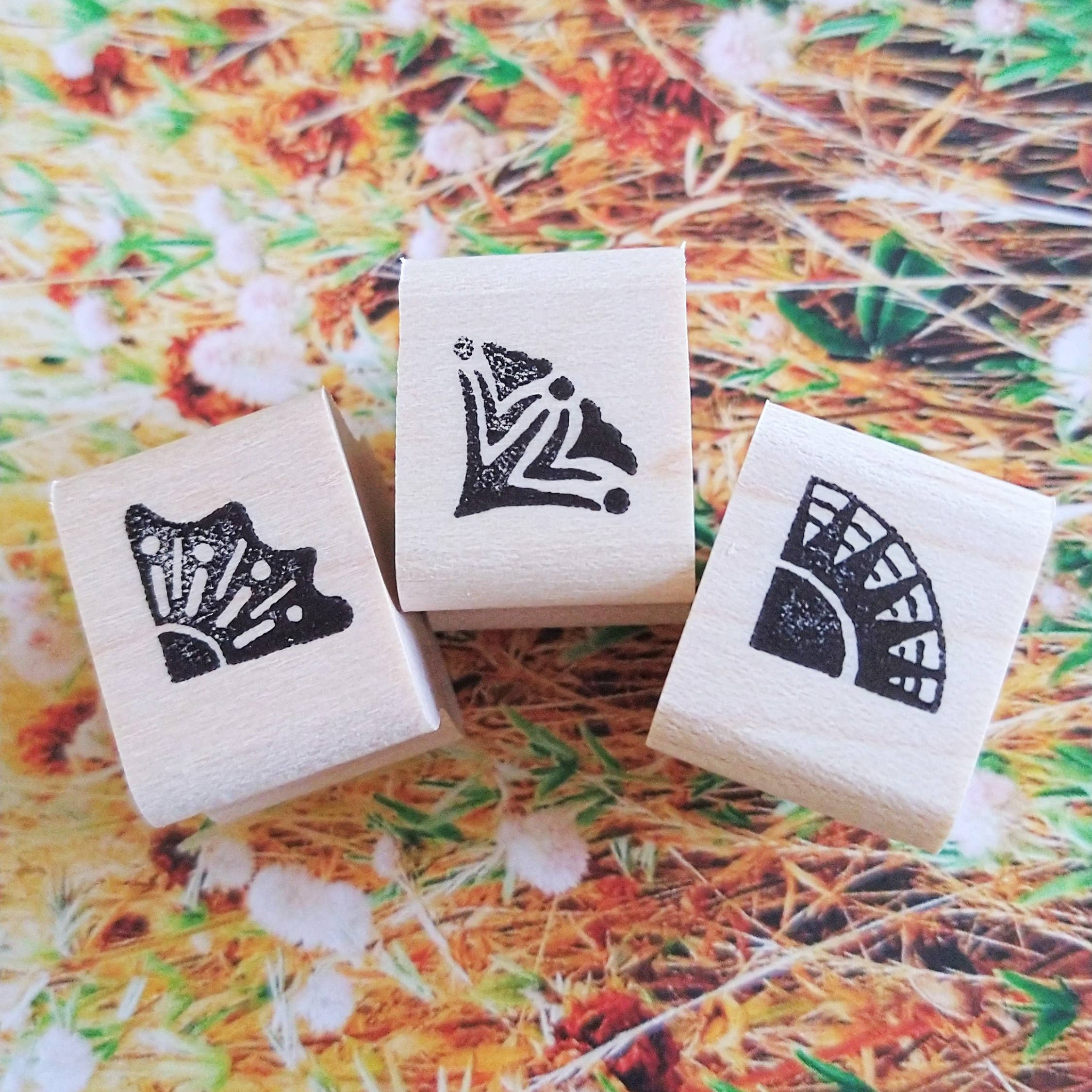 Double Flower Corner Rubber Stamp