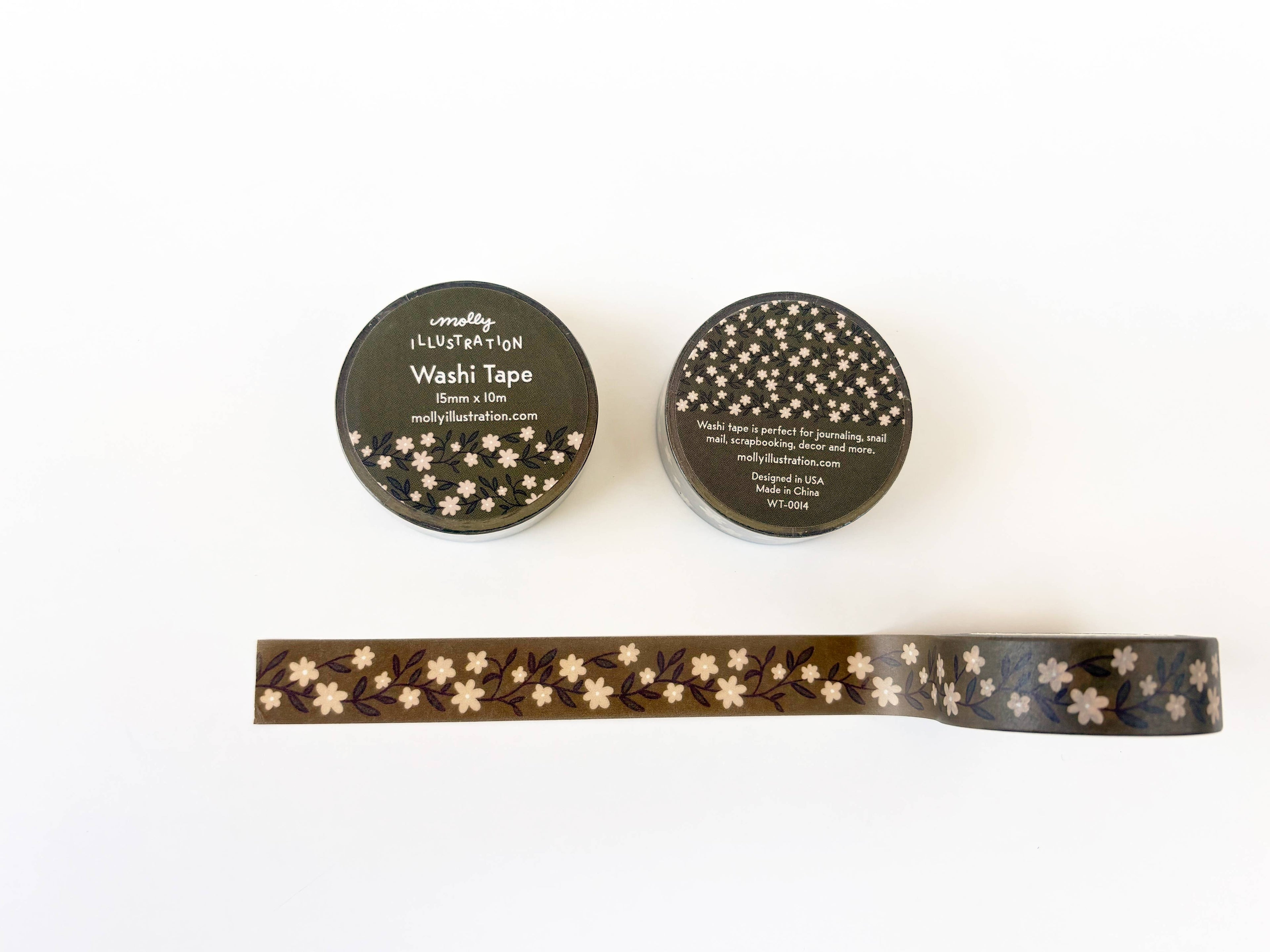 Green Scrolling Flower Decorative Washi Tape 