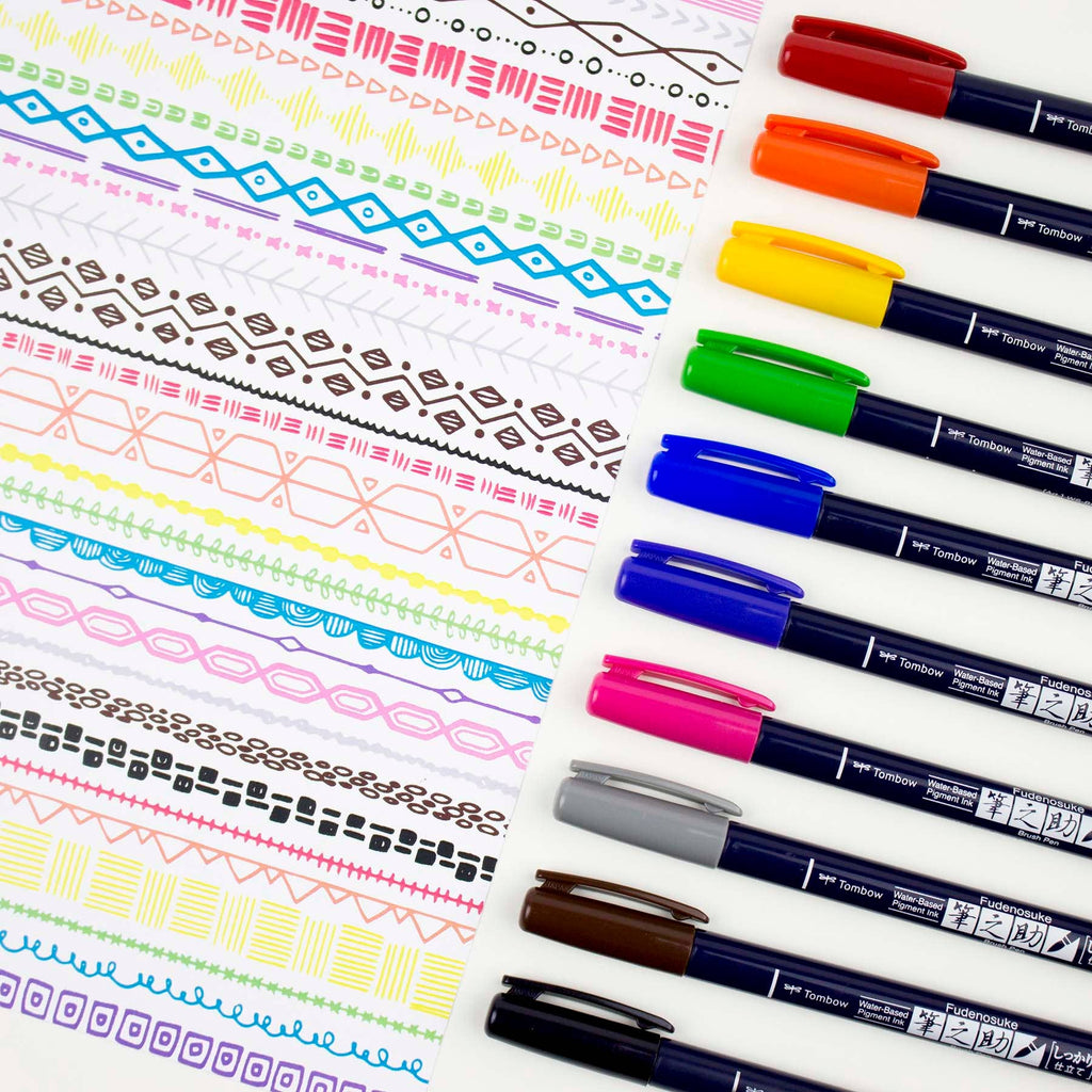 Tombow Fudenosuke Calligraphy Brush Pens (10-Pack)